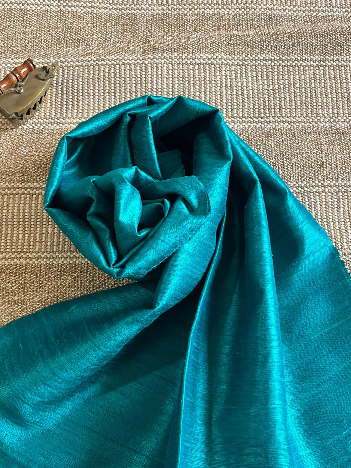 Vibrant pure Raw Silk Stole - Turquoise Teal