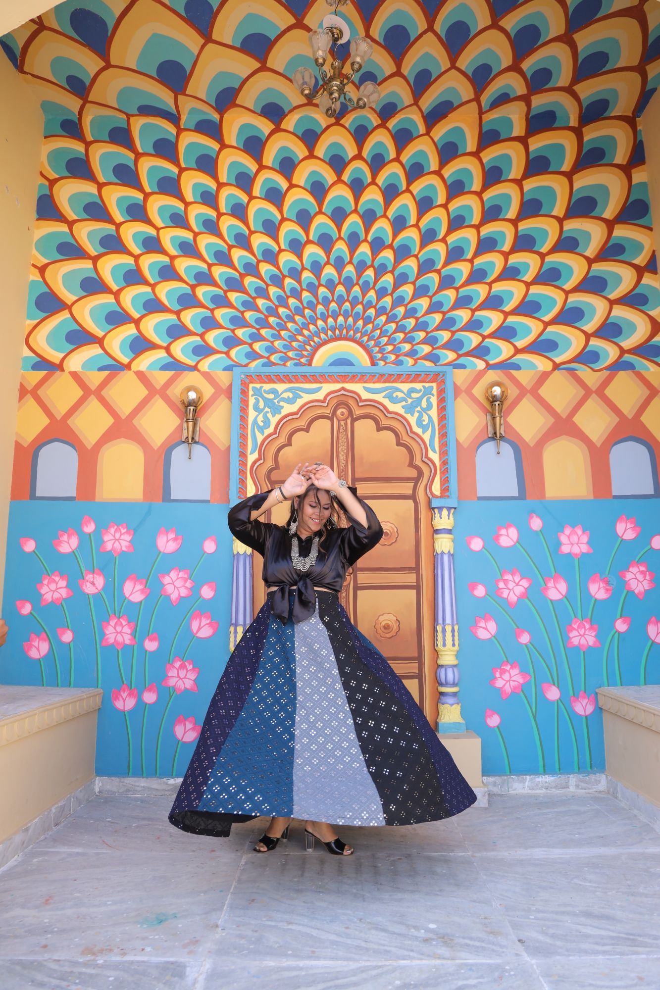 Dark Colourful lehenga set