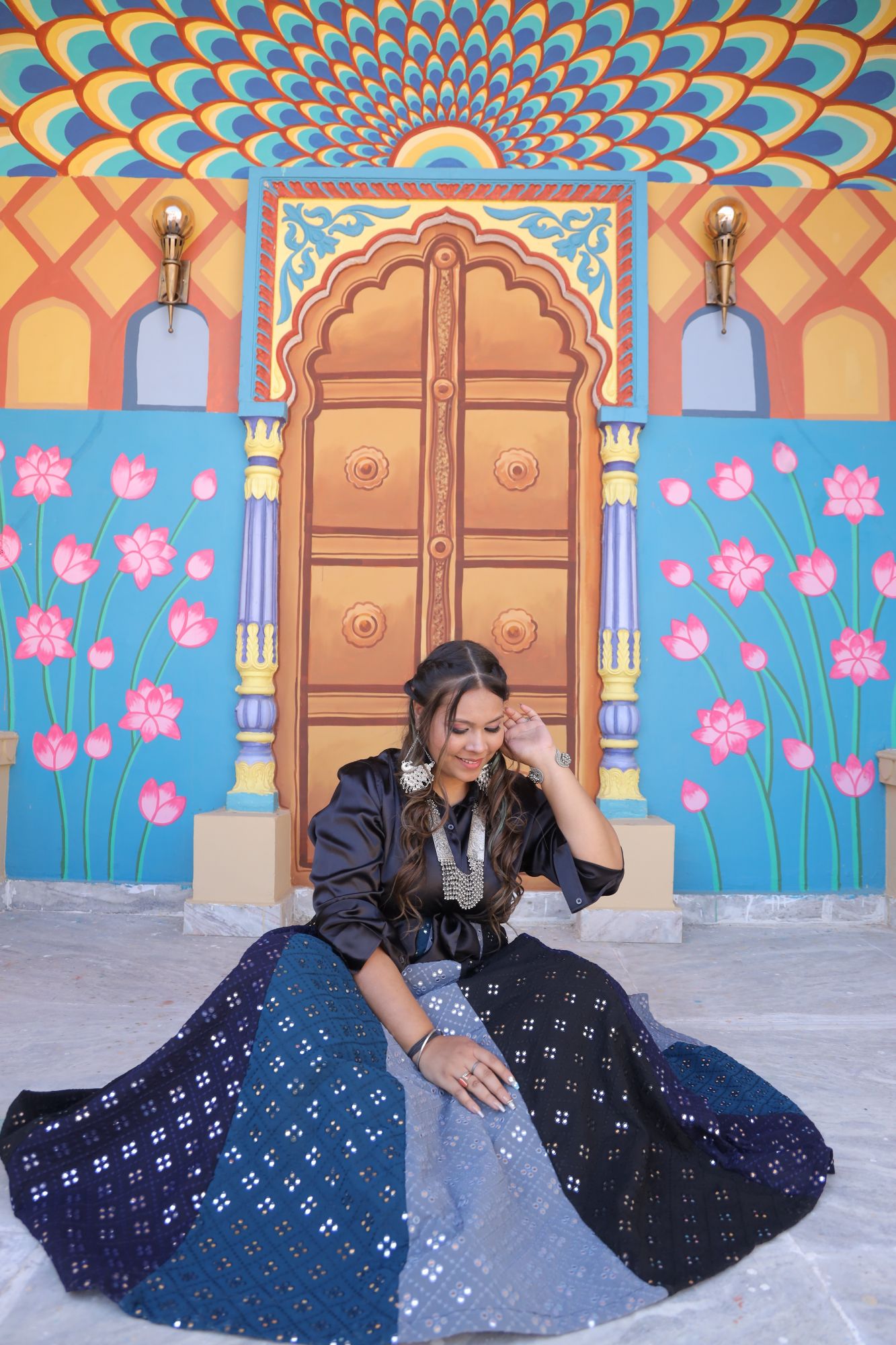 Dark Colourful lehenga set