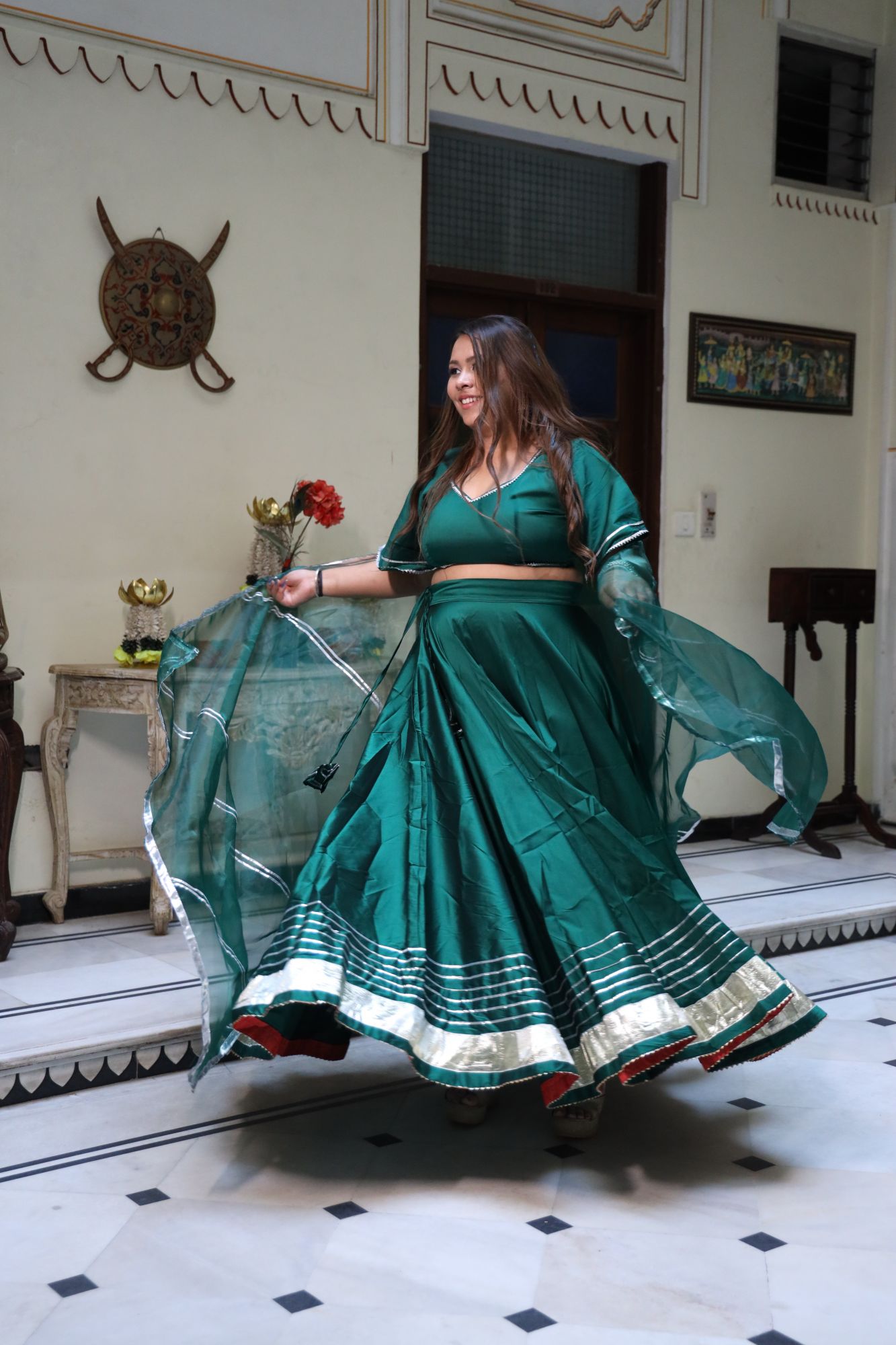 Bottle Green Lehenga Set