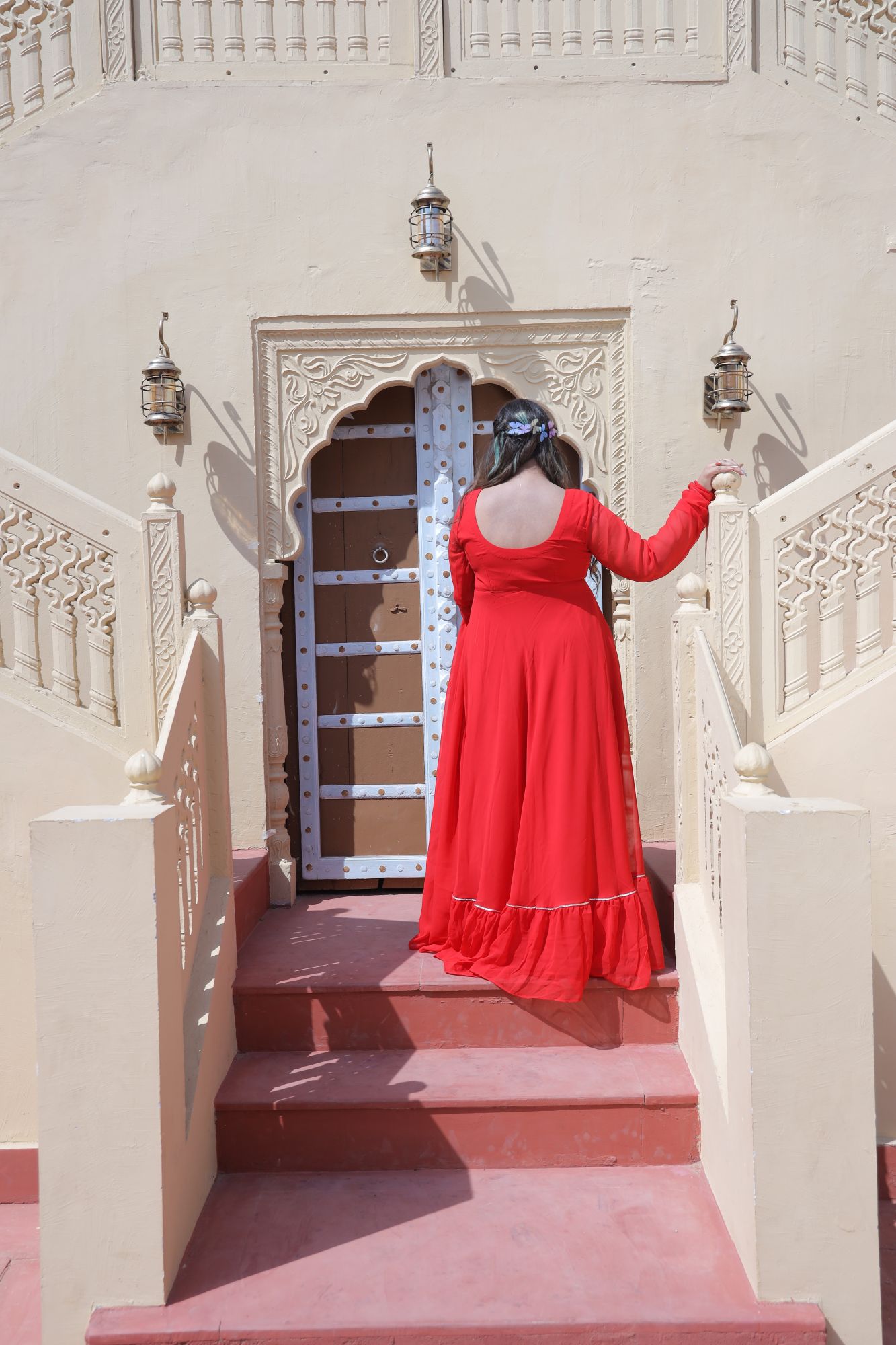 Red Love Georgette Anarkali Suit Set