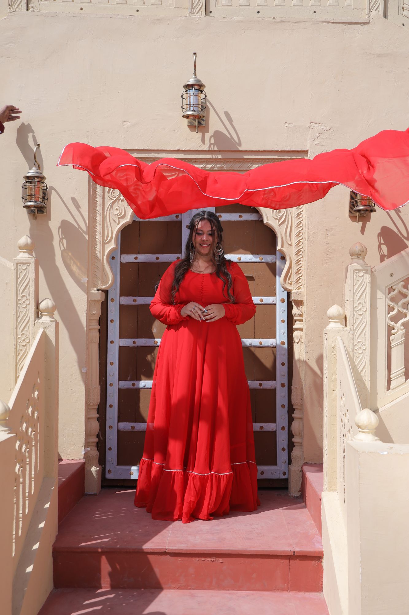 Red Love Georgette Anarkali Suit Set