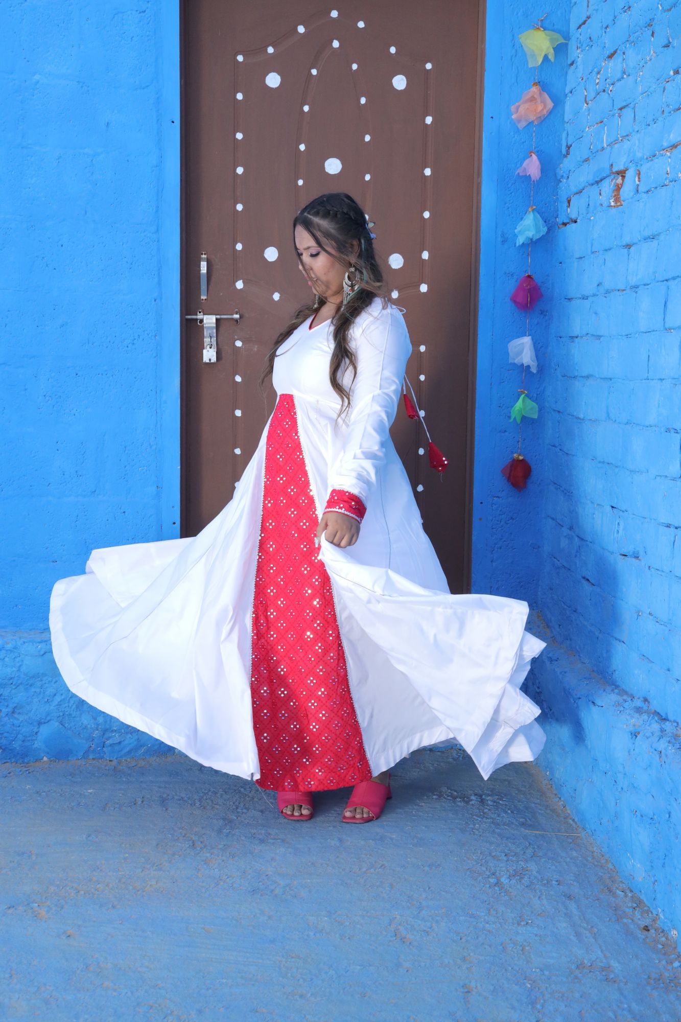 White and Pink Silk Dress