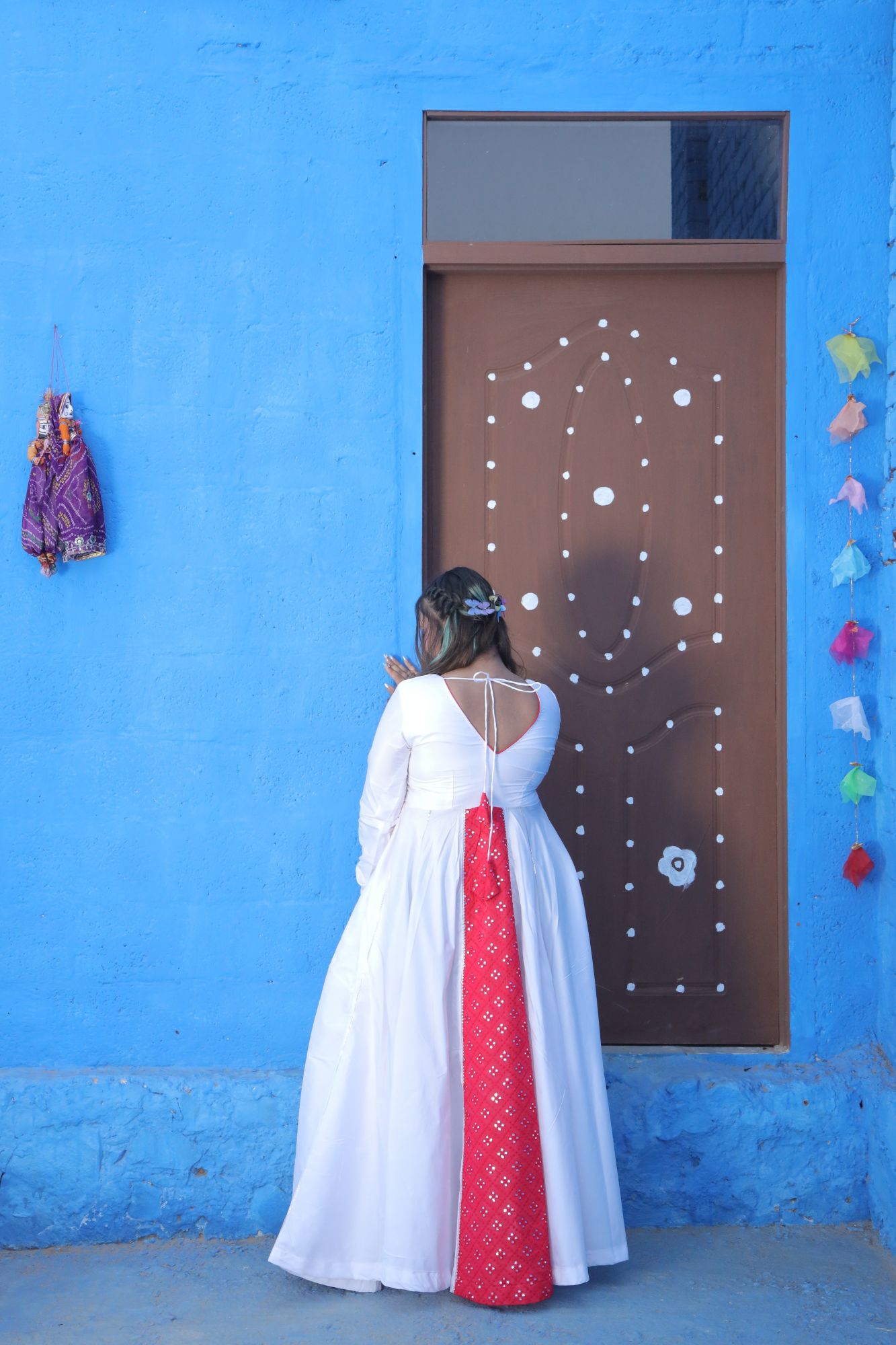 White and Pink Silk Dress
