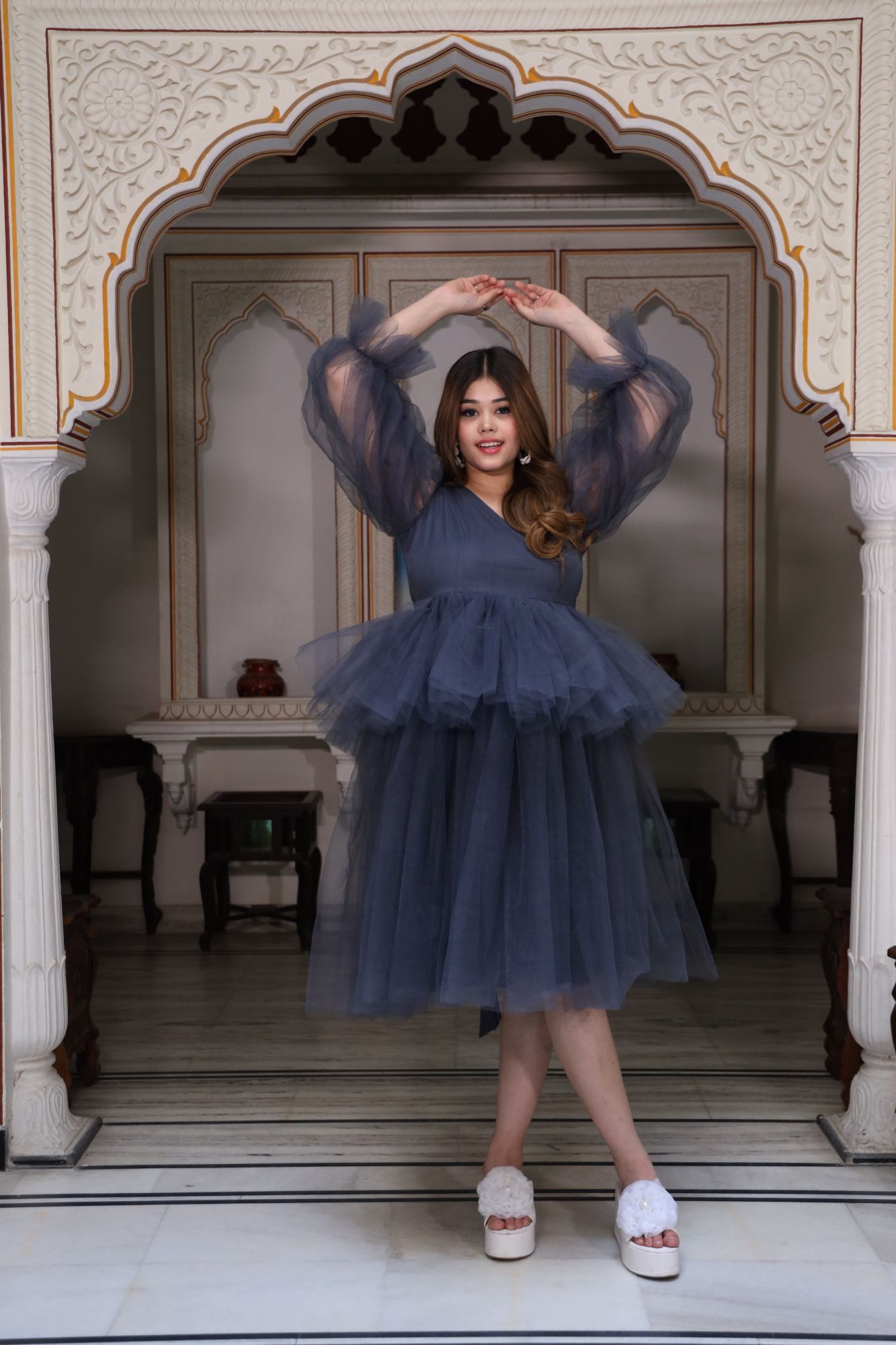 Dark Grey flared Short dress