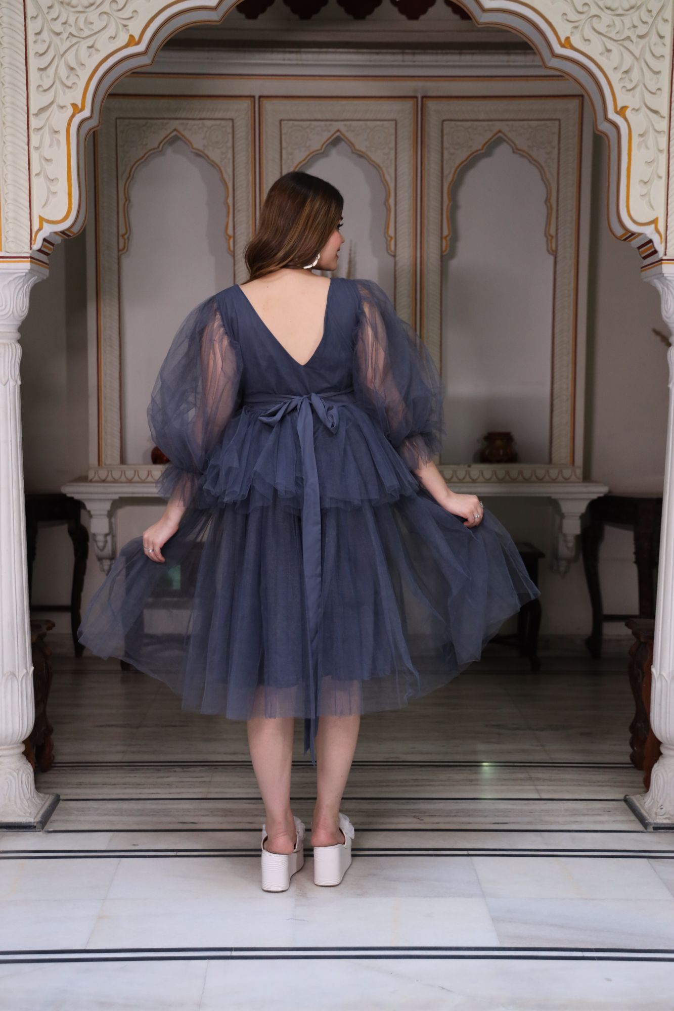 Dark Grey flared Short dress