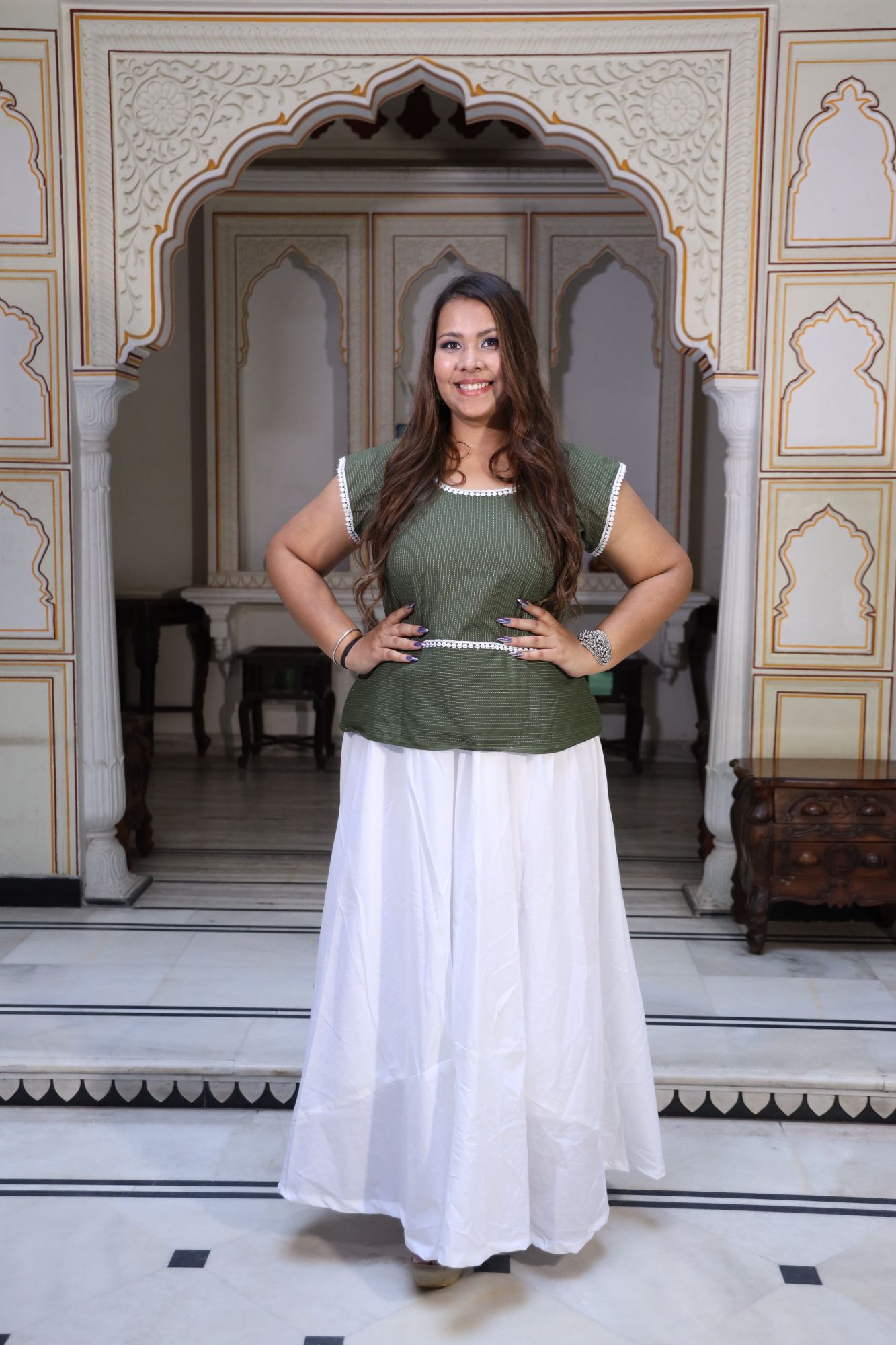 Olive green Lace top