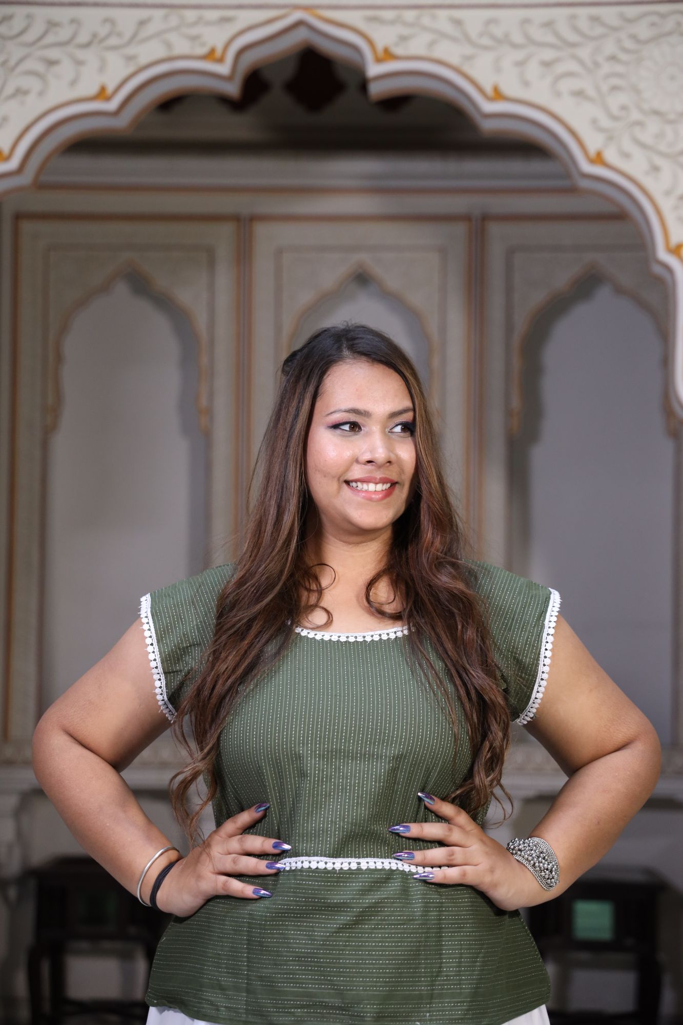 Olive green Lace top