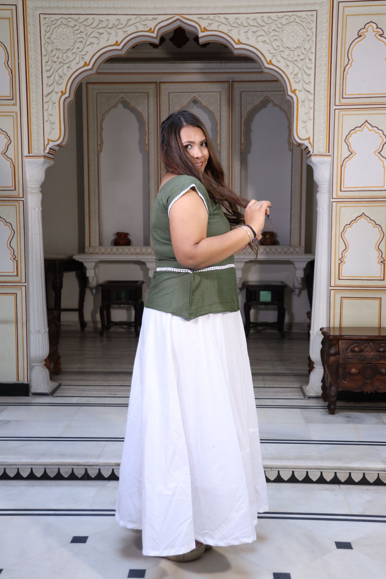 Olive green Lace top