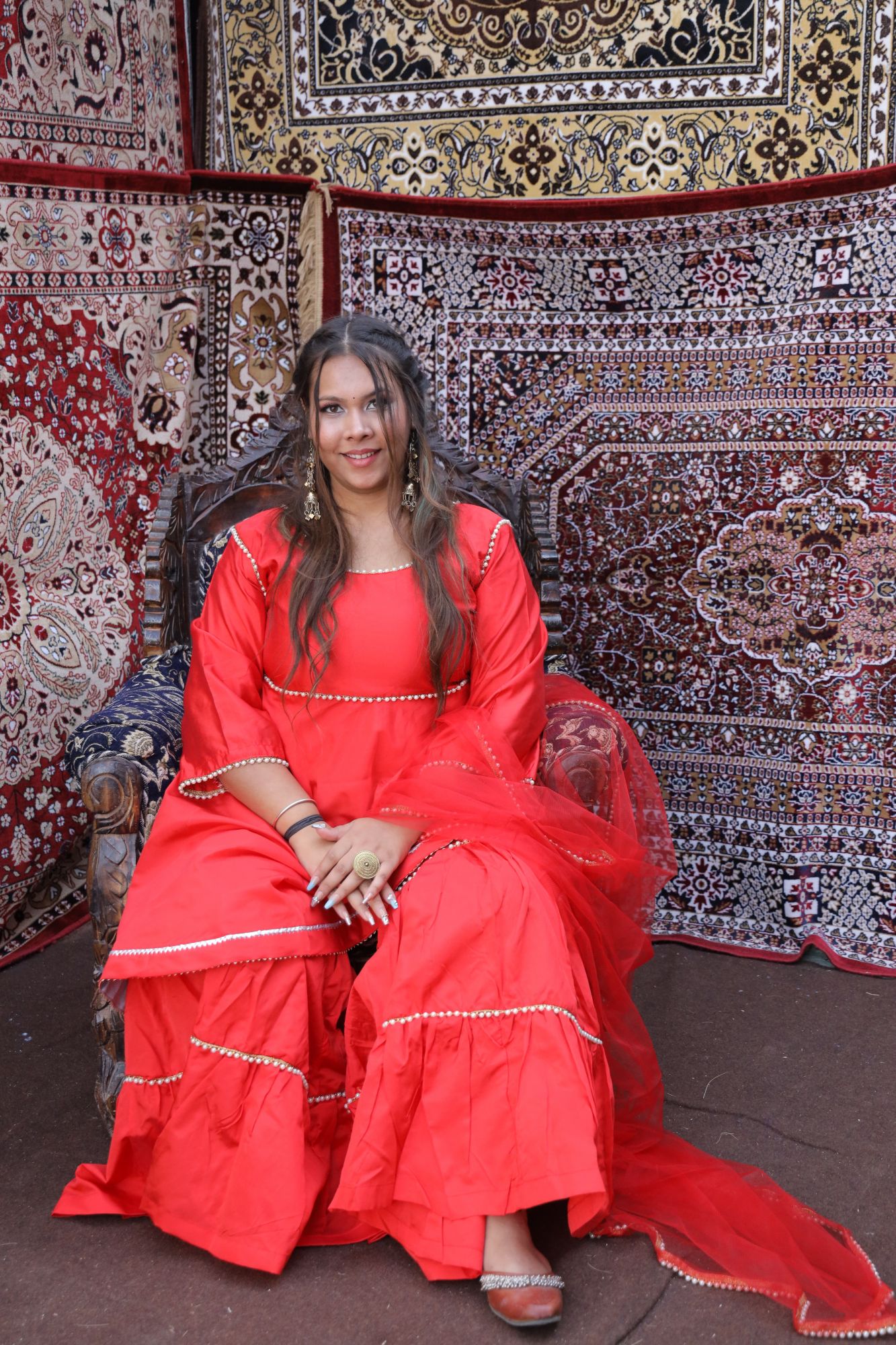 Red Pearl Sharara Set