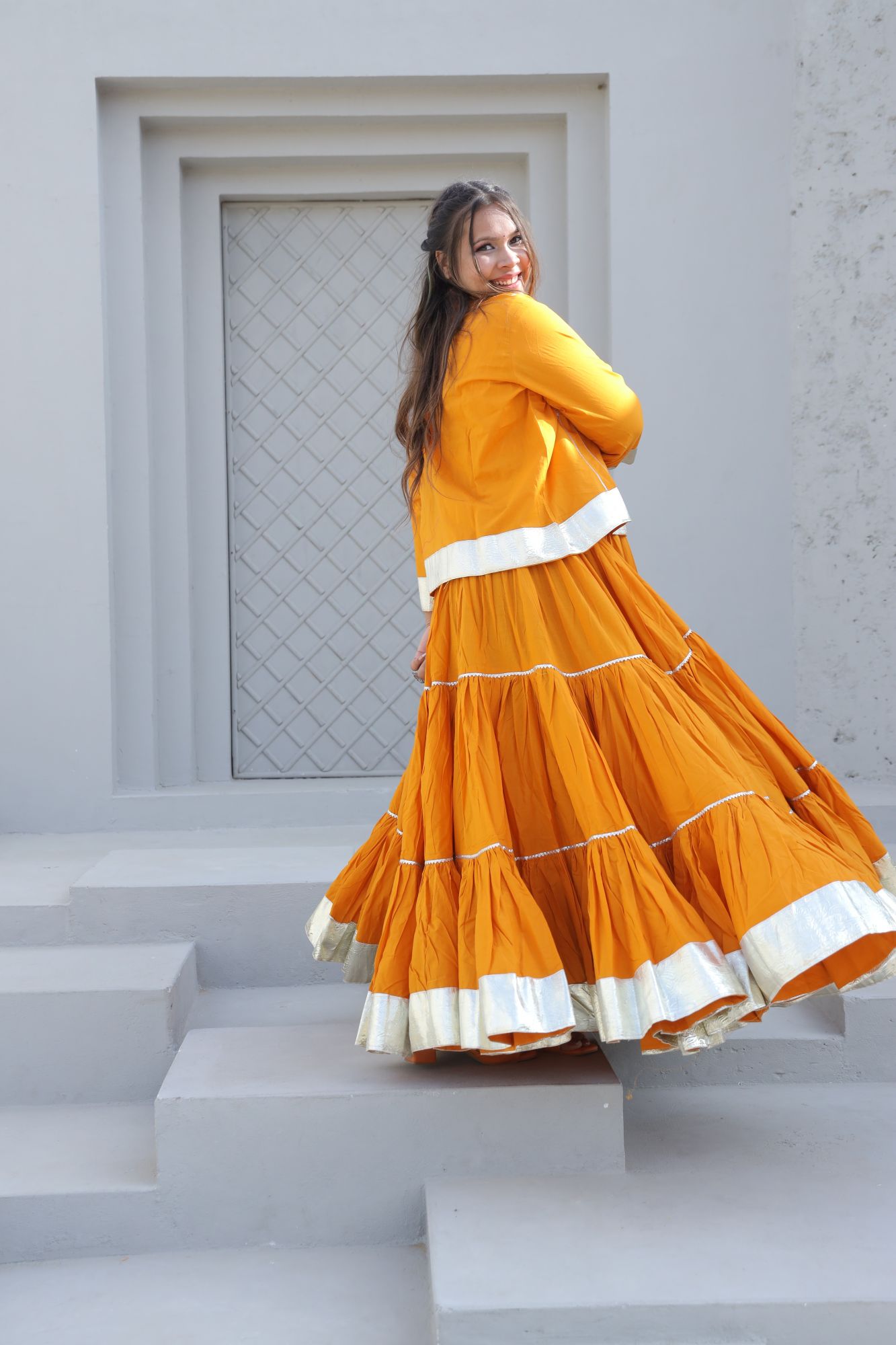 Mustard gota Lehenga Set with jacket