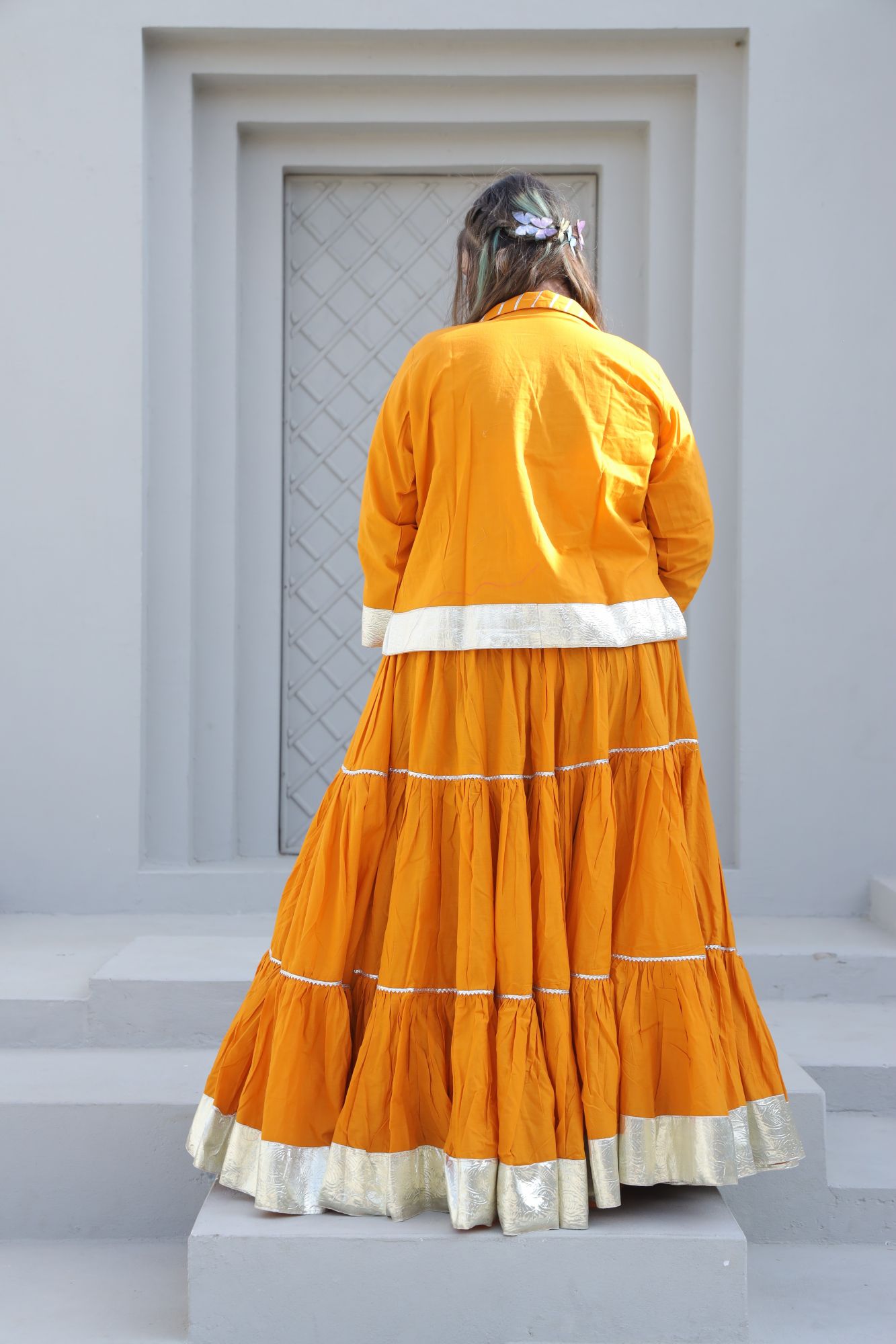 Mustard gota Lehenga Set with jacket