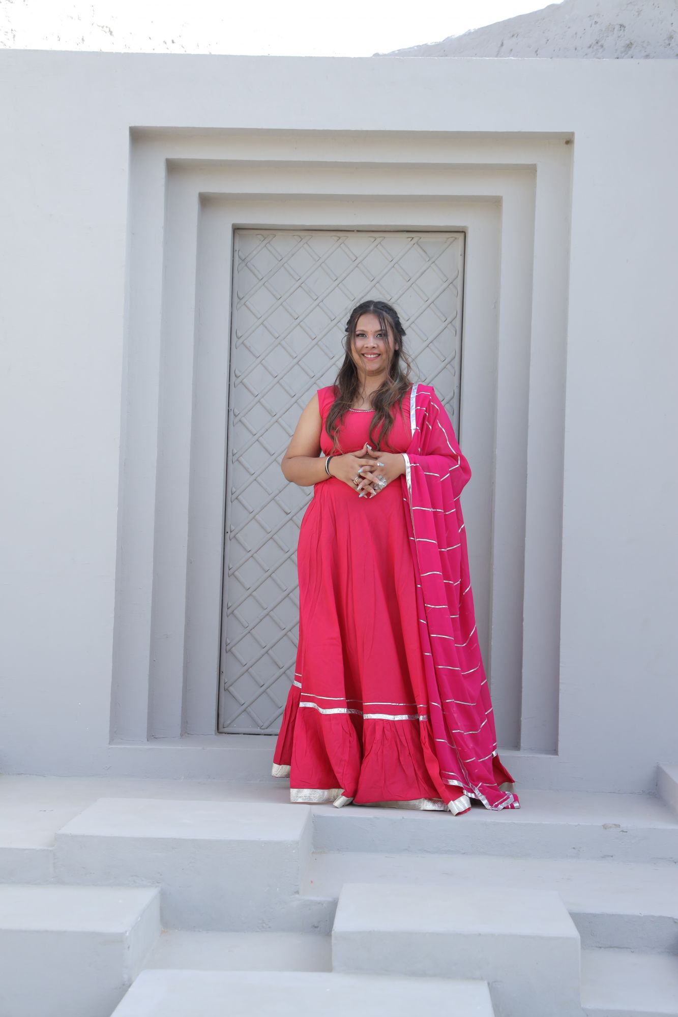 Rani pink lehenga set with Jacket