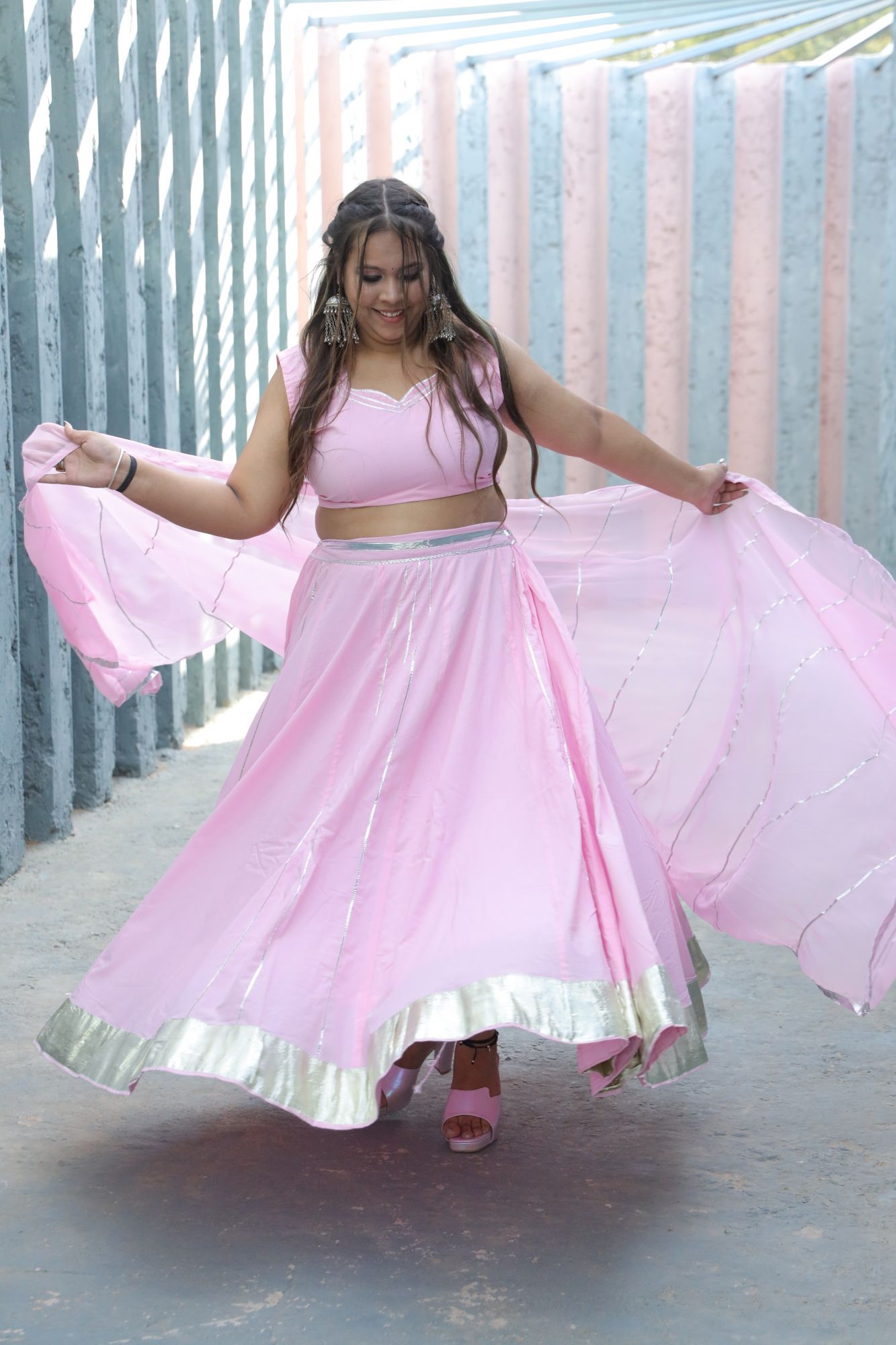Baby Pink Lehenga Set With Jacket