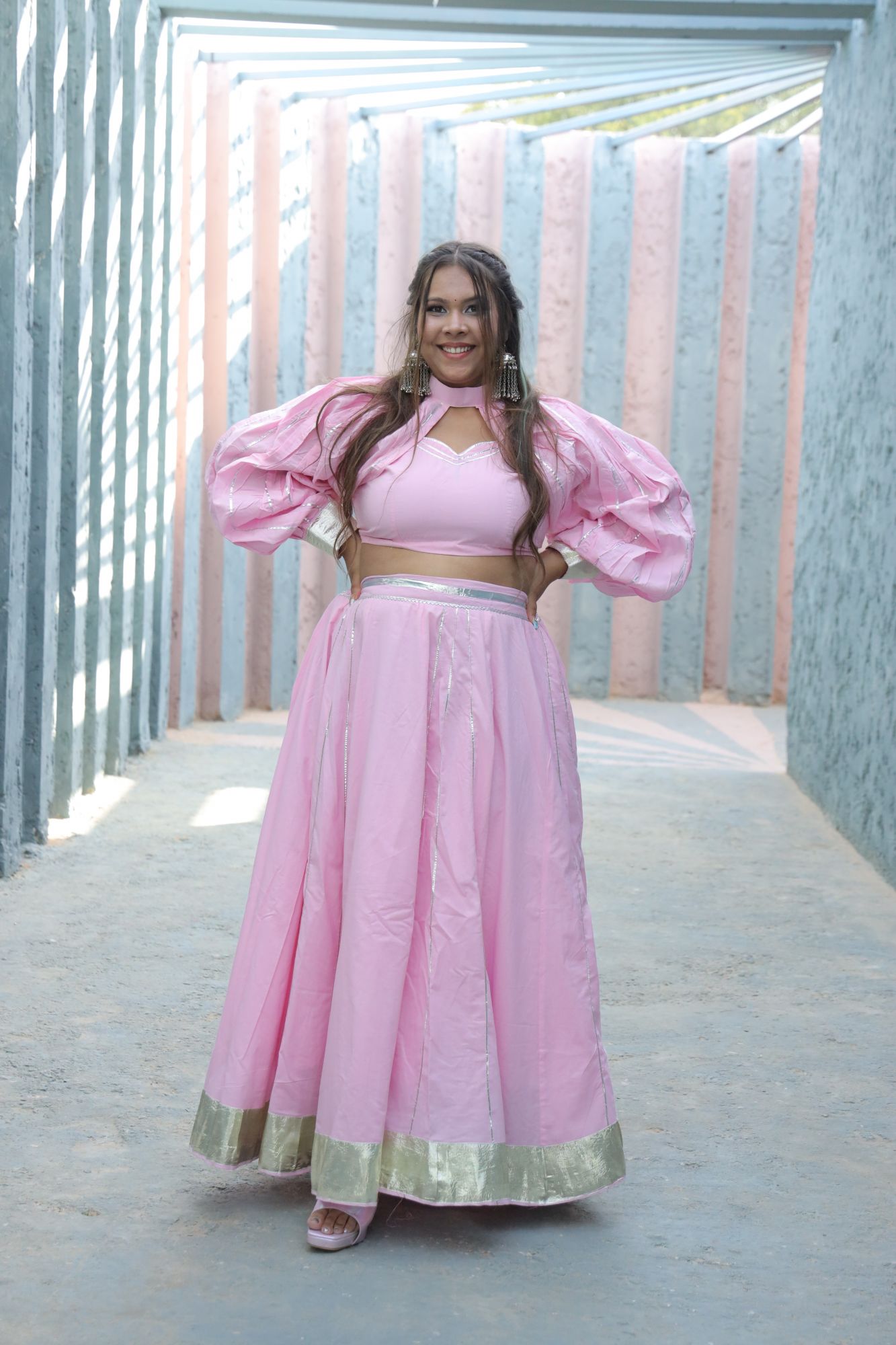 Baby Pink Lehenga Set With Jacket