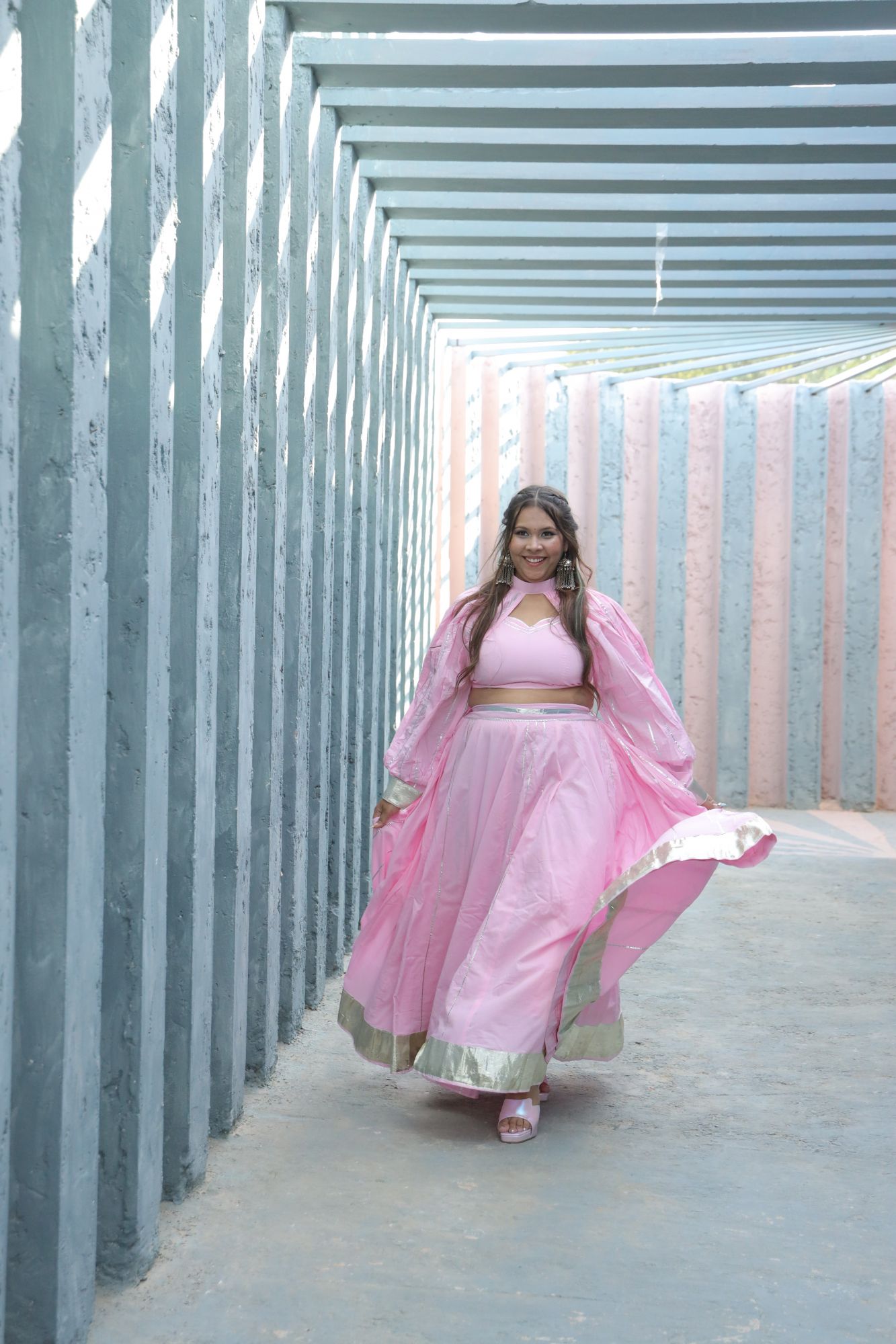 Baby Pink Lehenga Set With Jacket