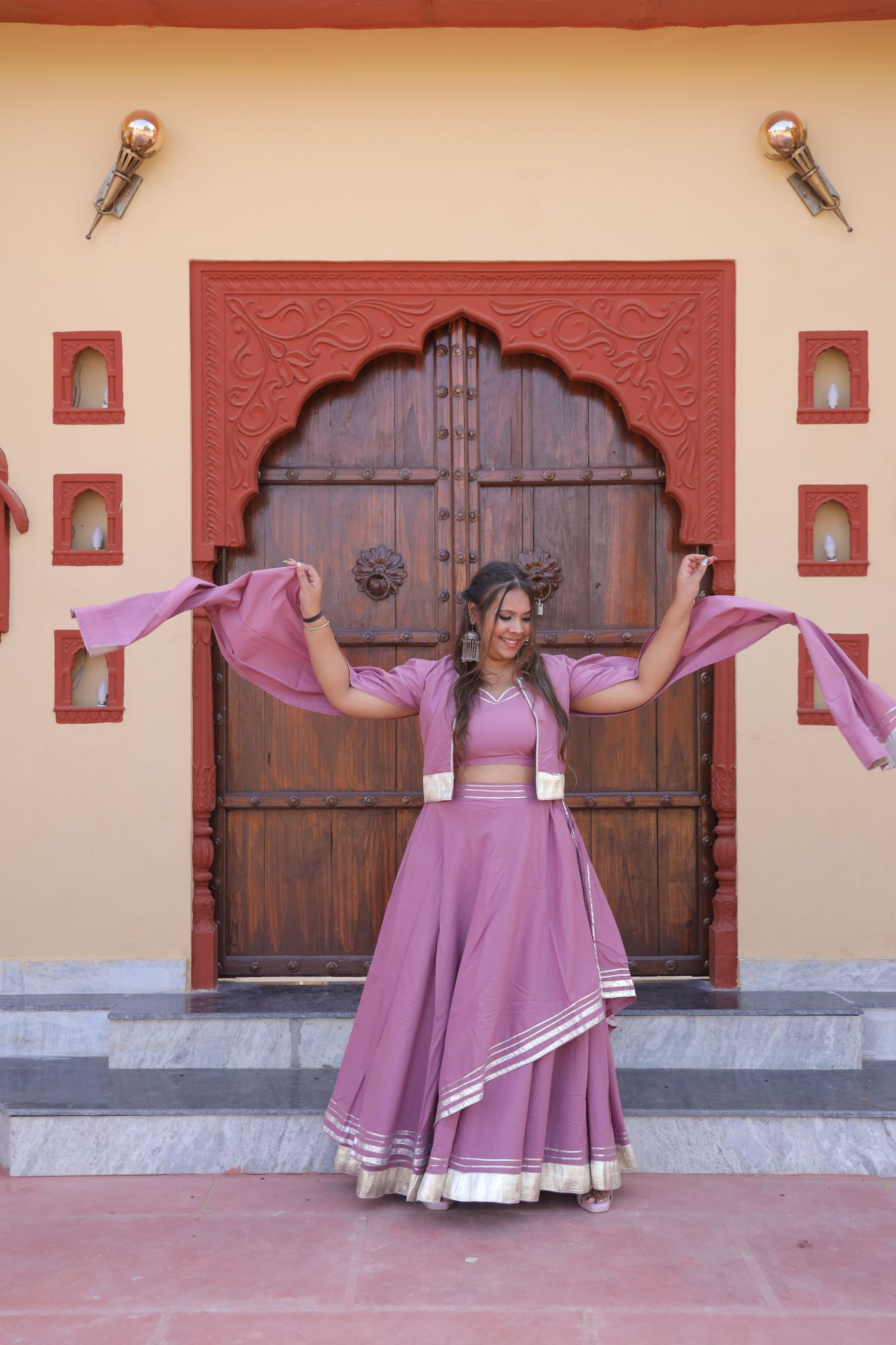 Onion Pink Lehenga Set With Jacket