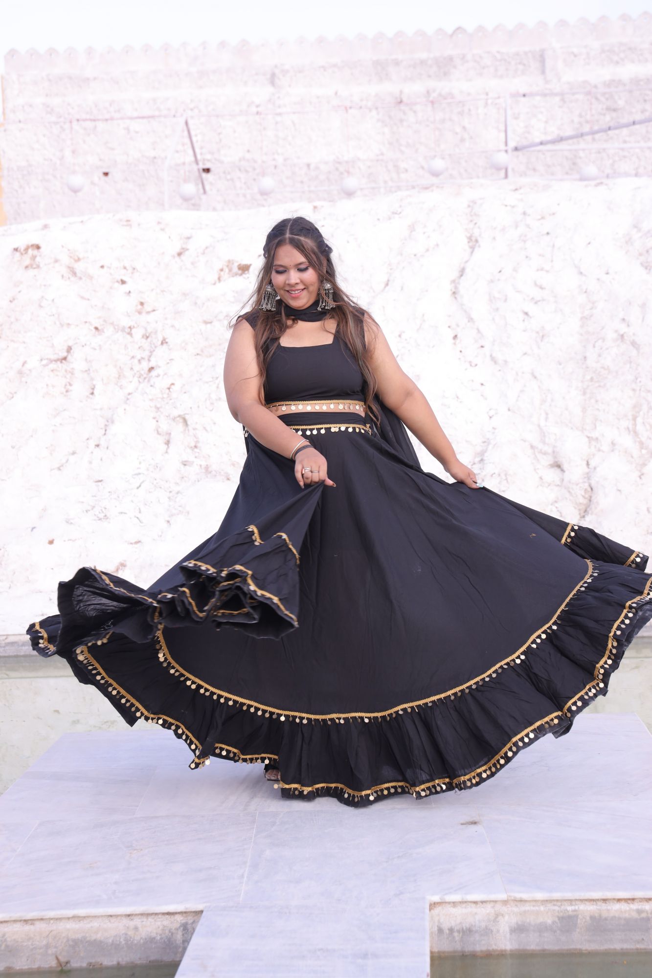 Black Coin Lehenga Set