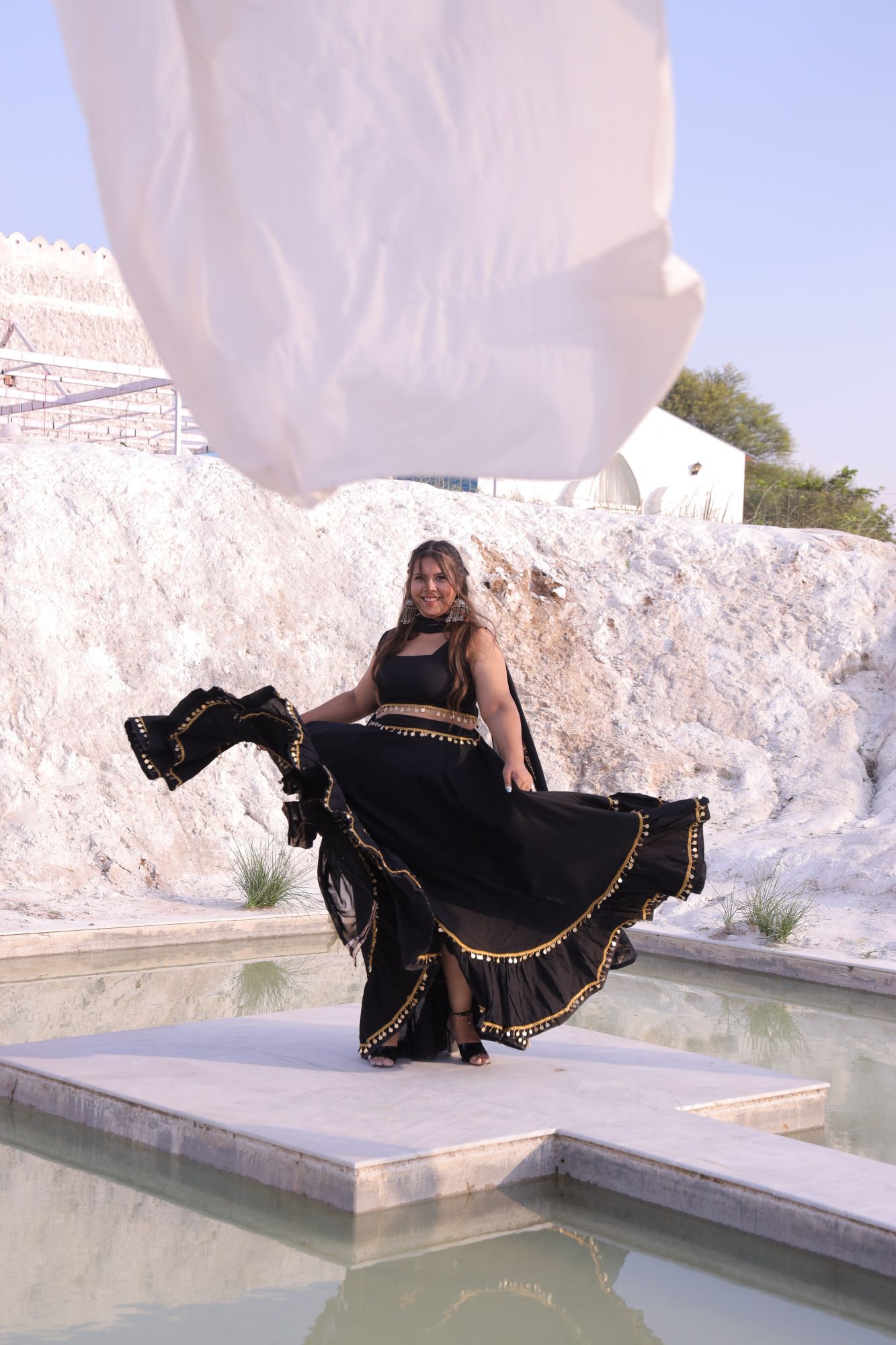 Black Coin Lehenga Set