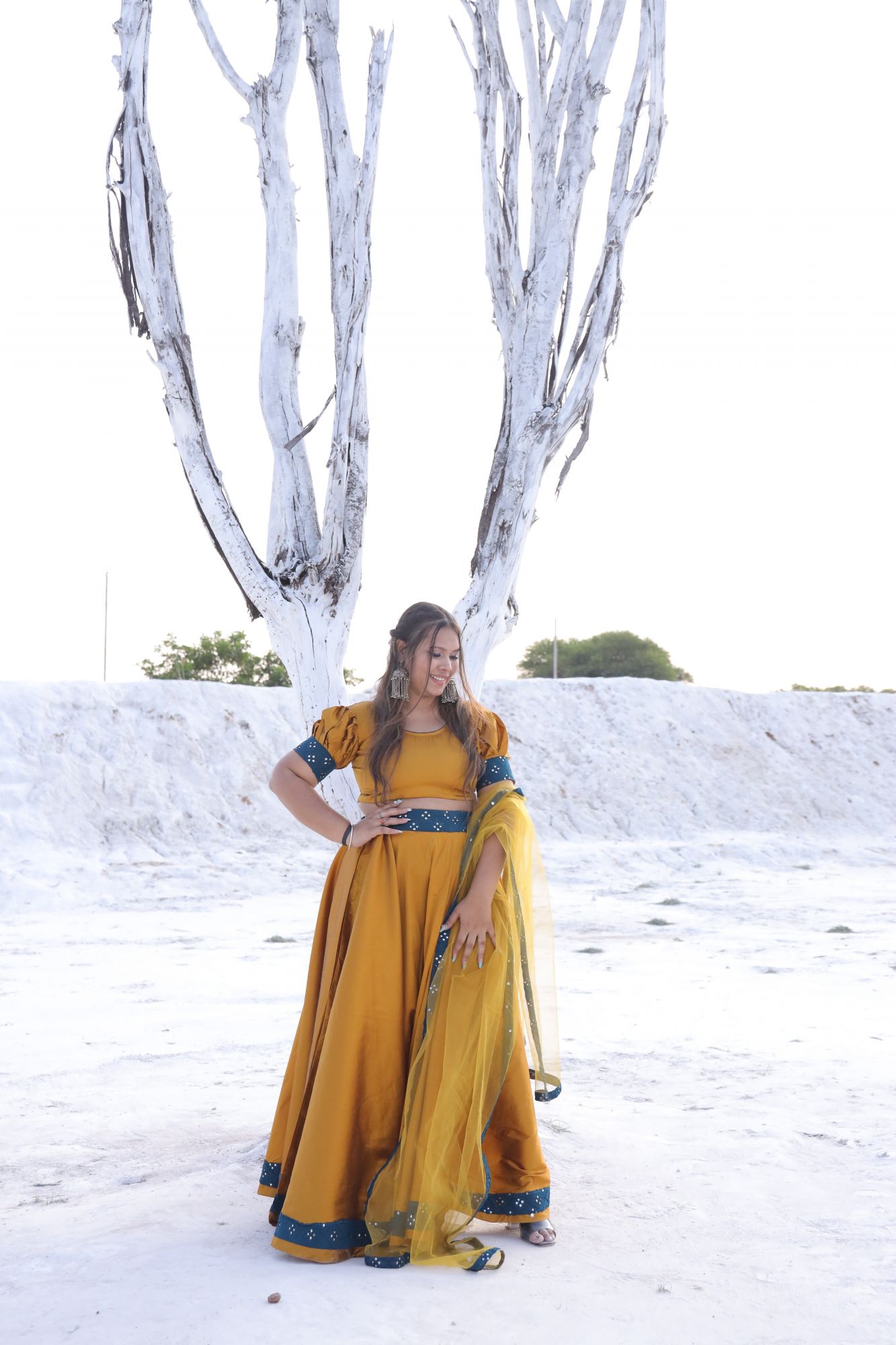 Mustard Silk Lehenga Set