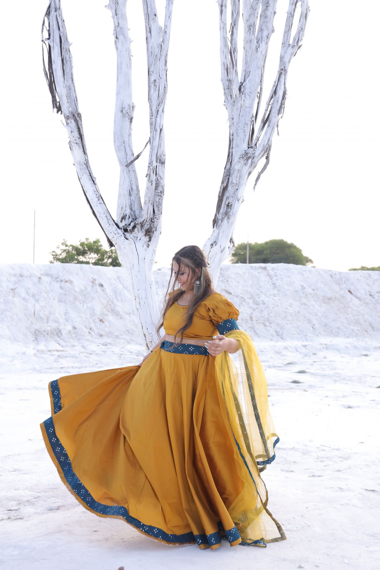 Mustard Silk Lehenga Set