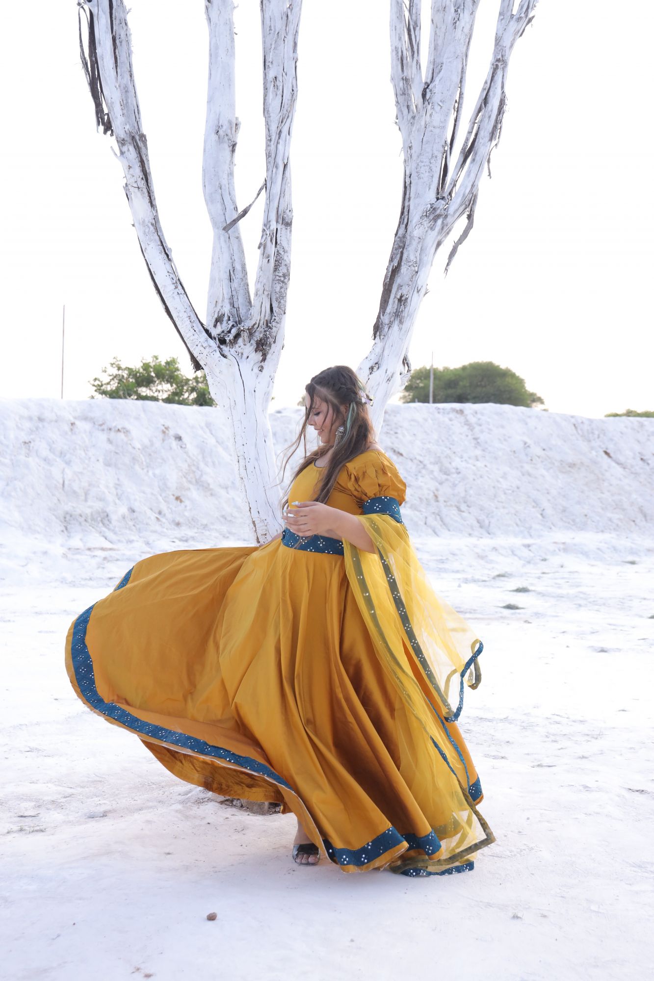 Mustard Silk Lehenga Set