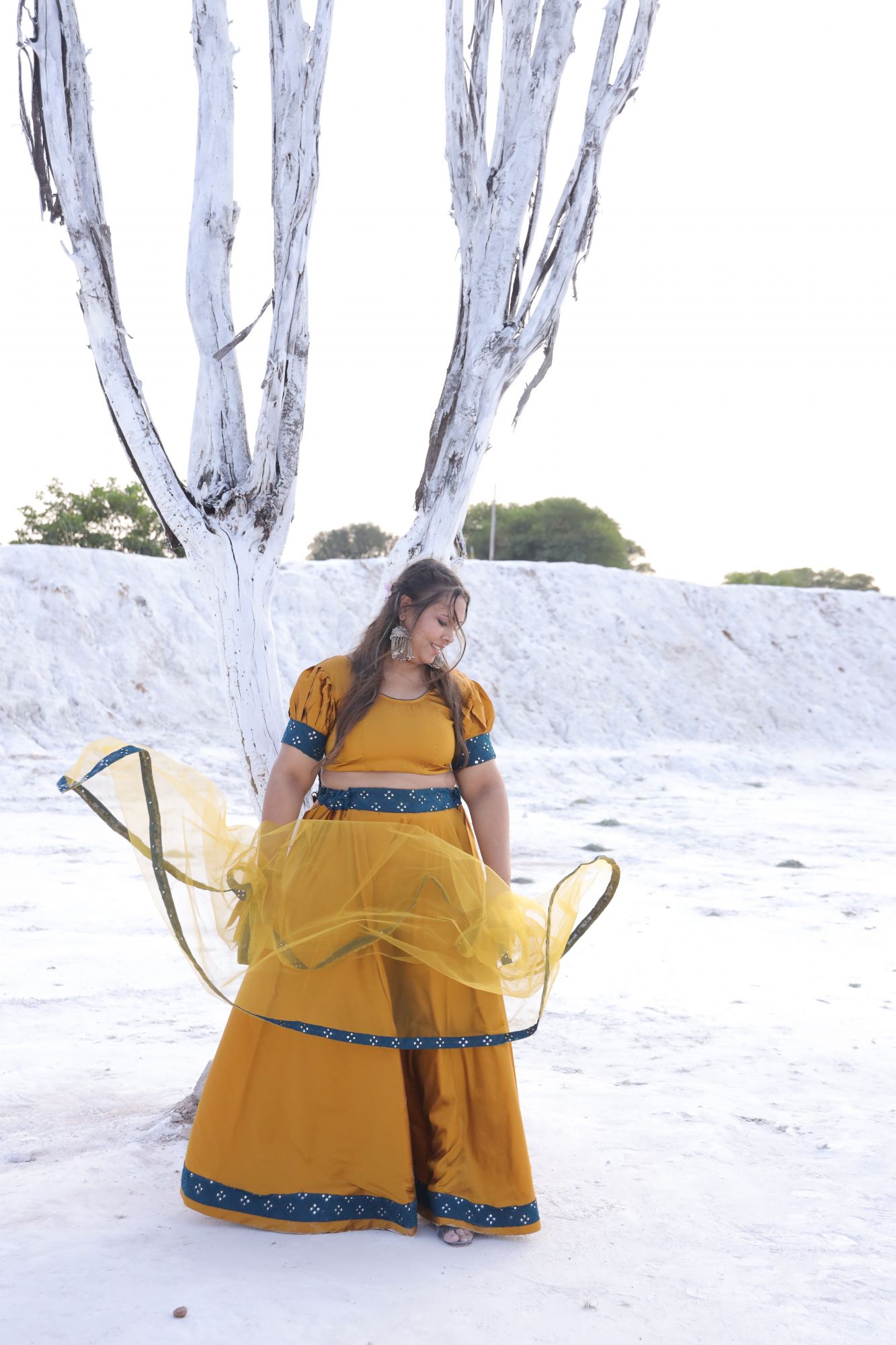 Mustard Silk Lehenga Set