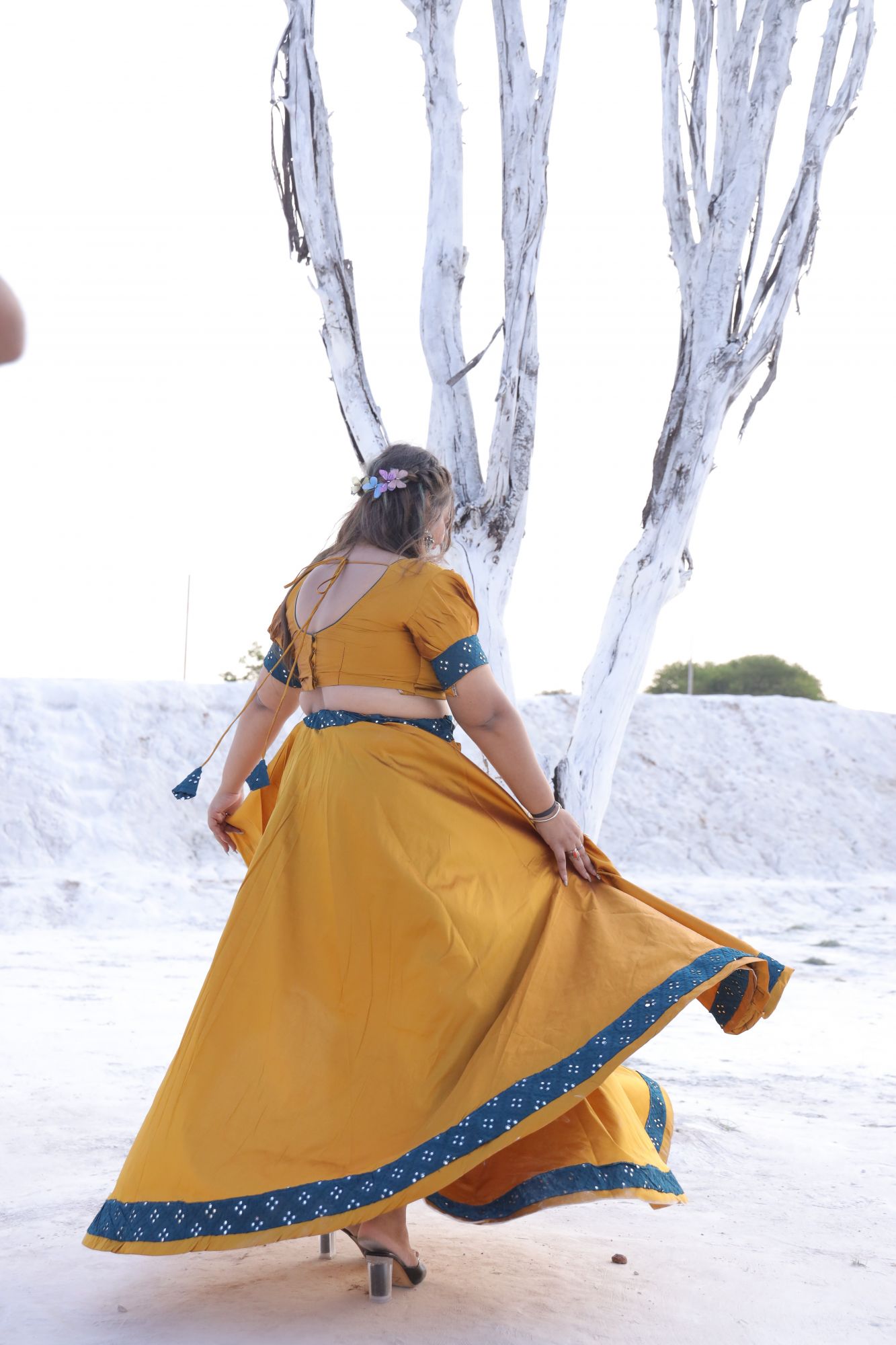 Mustard Silk Lehenga Set