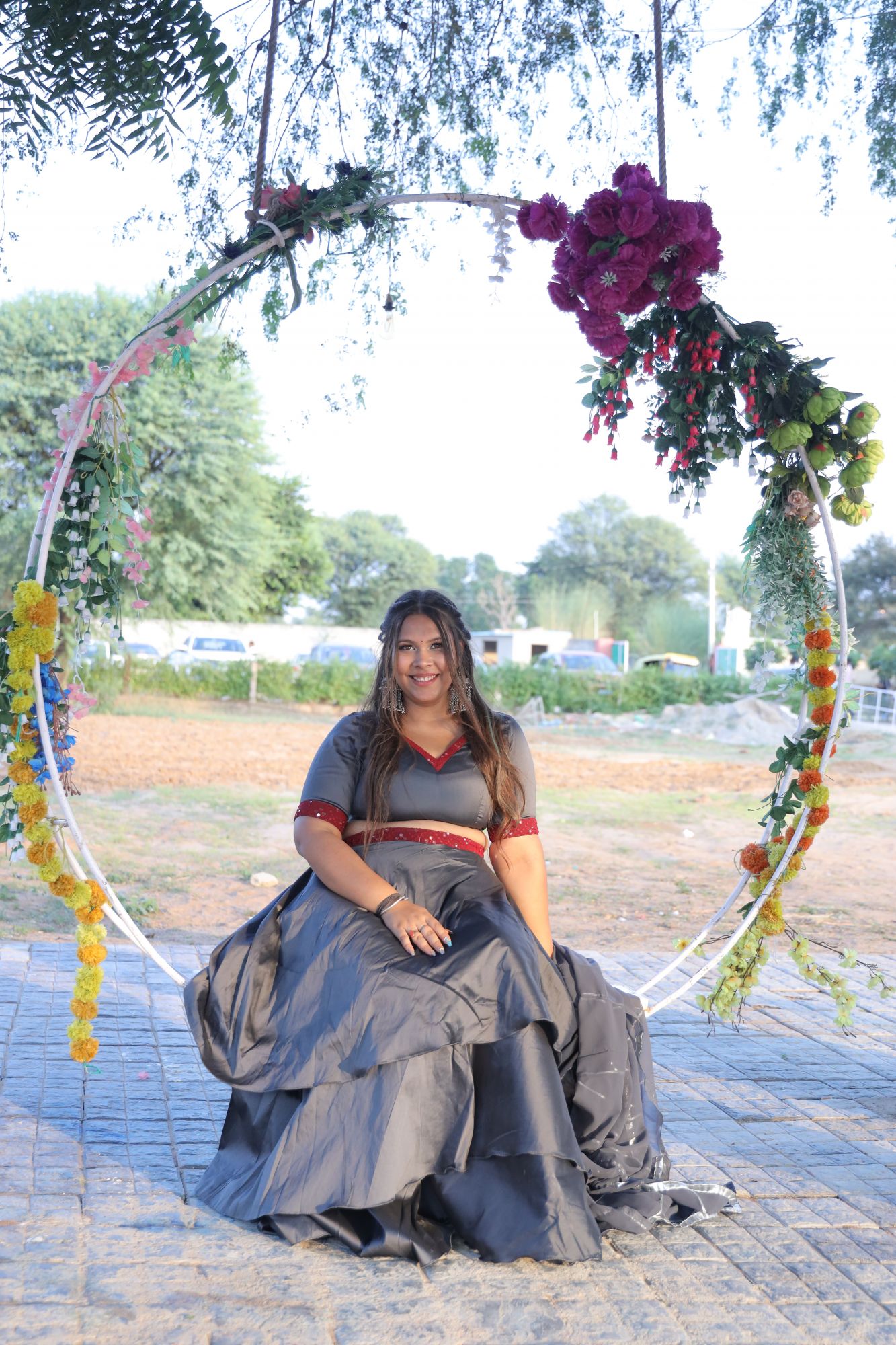 Grey Silk Lehenga Set