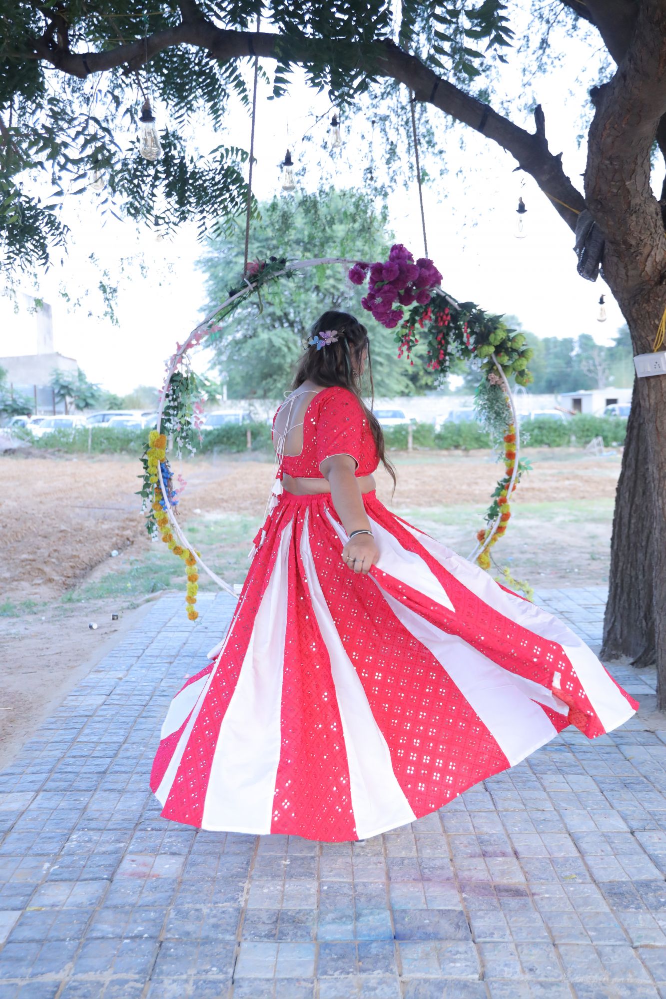 Pink and white Lehenga Set