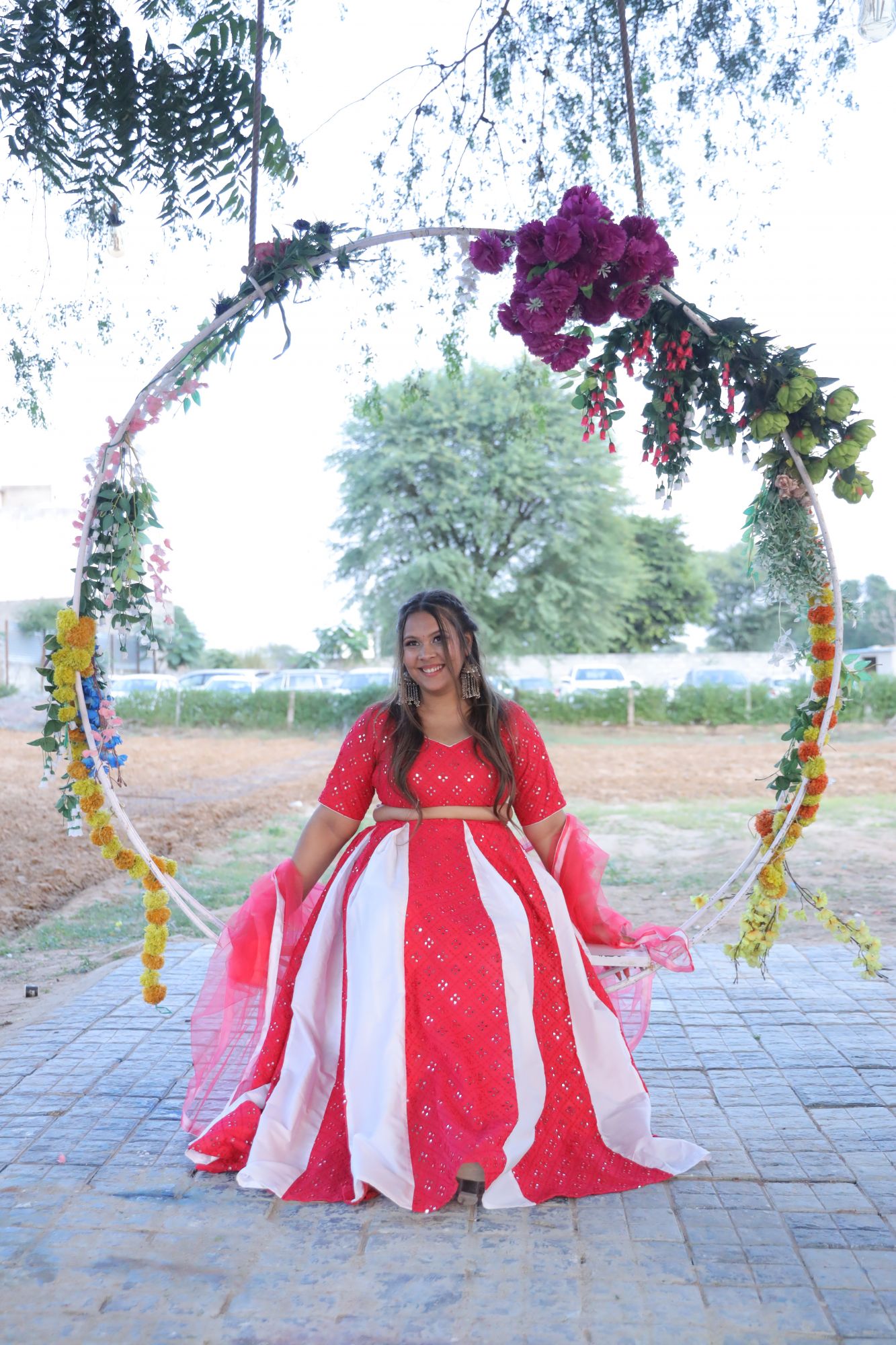 Pink and white Lehenga Set