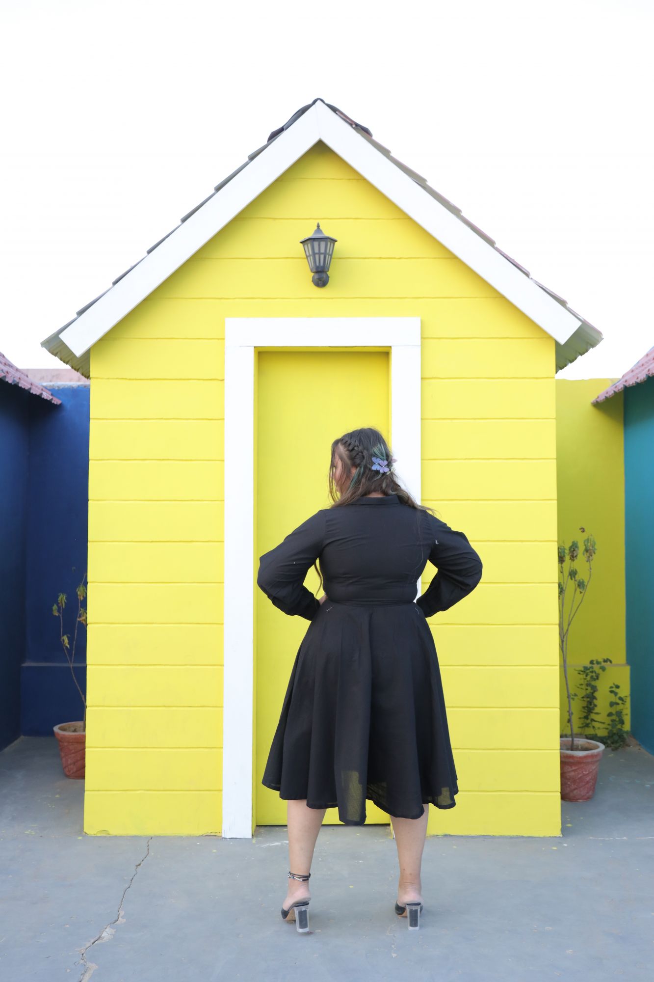 Black dress with neon pocket