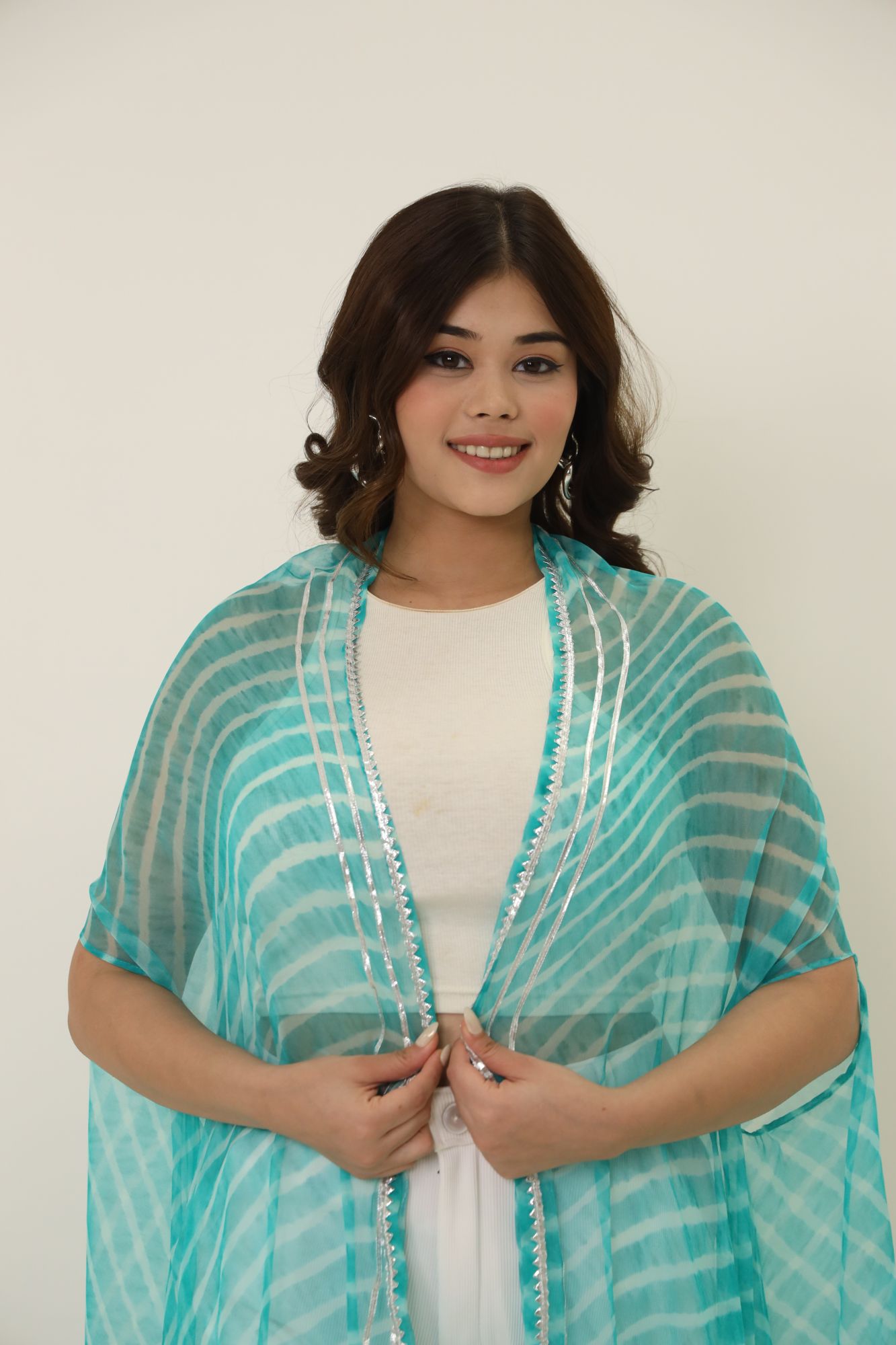 Sky Blue Leheriya Cape