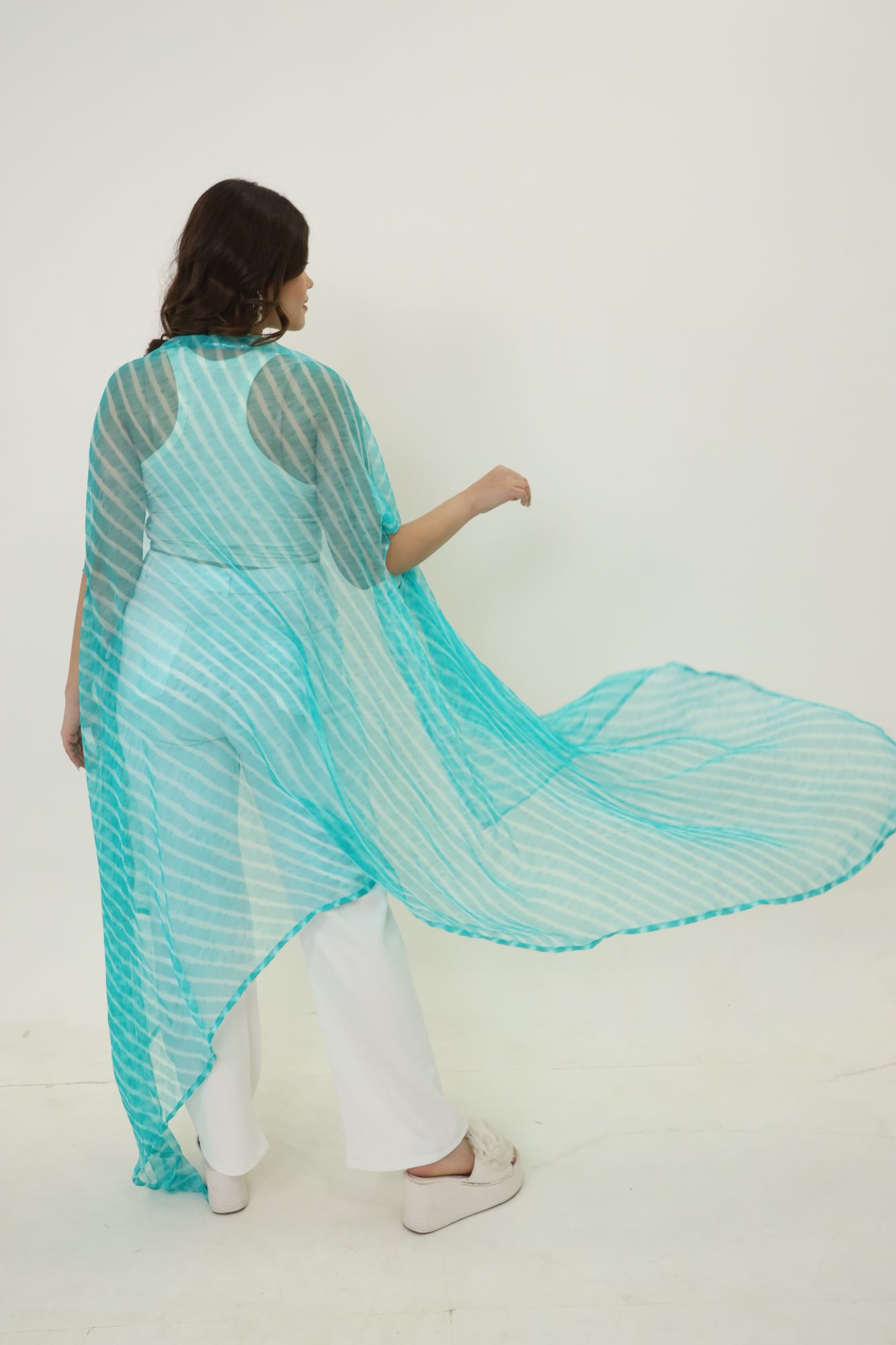 Sky Blue Leheriya Cape