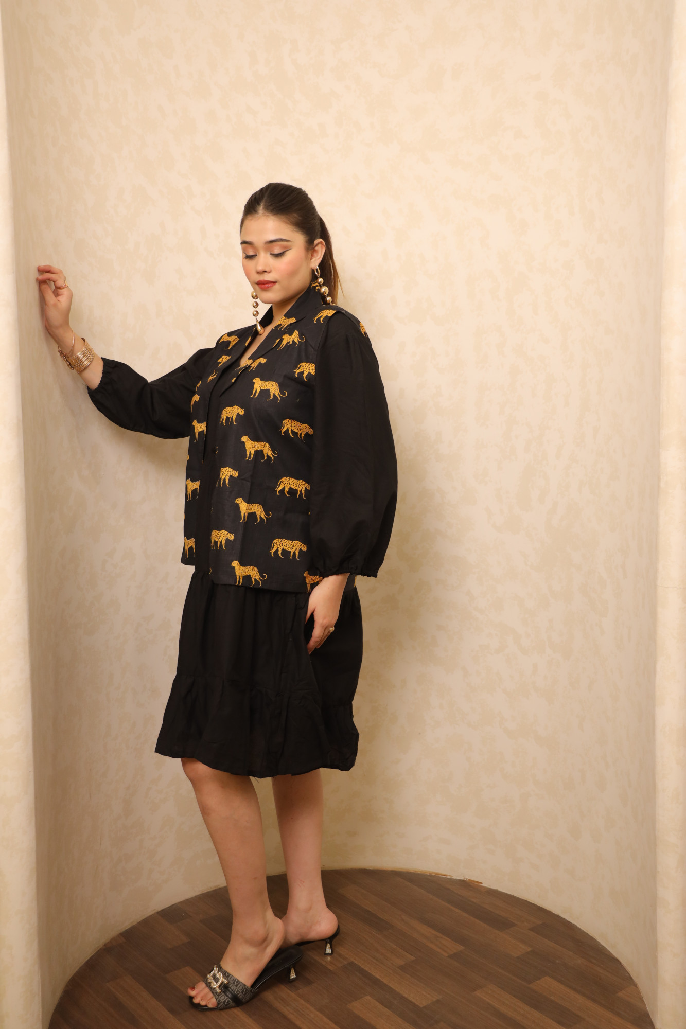 Black Dress With Printed Jacket