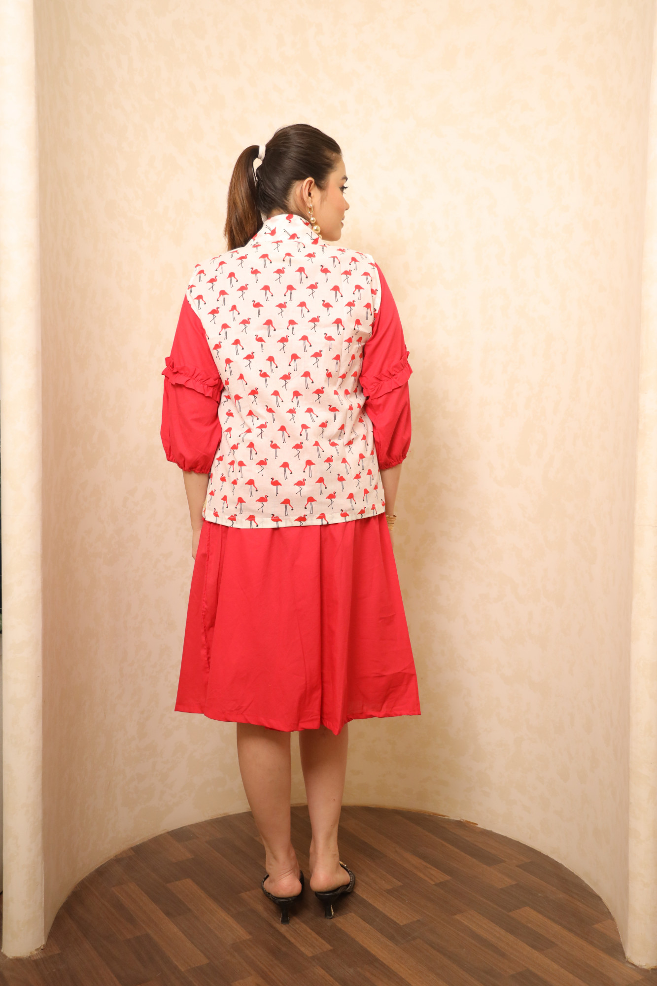 Red And White Swan Dress With Jacket