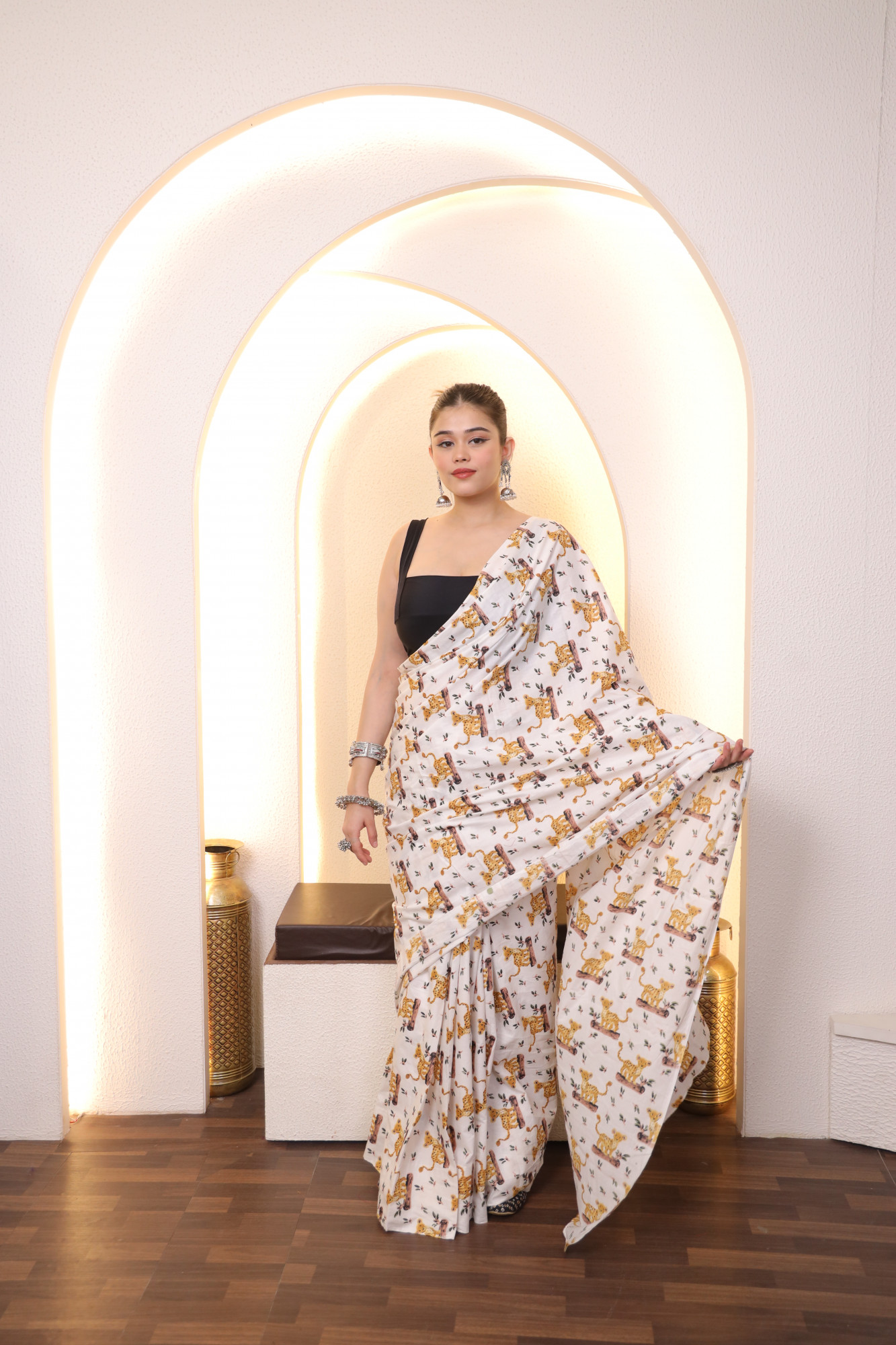 Cute Tiger Cotton saree