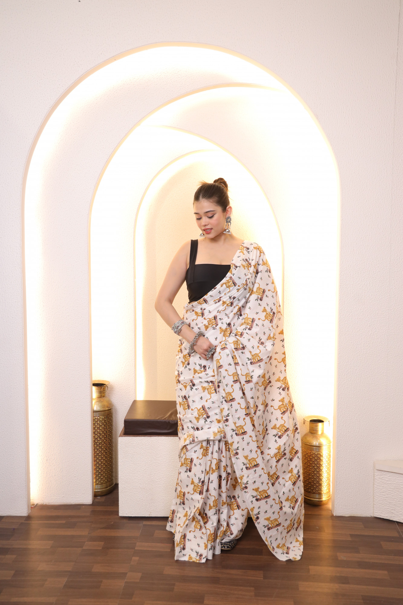 Cute Tiger Cotton saree