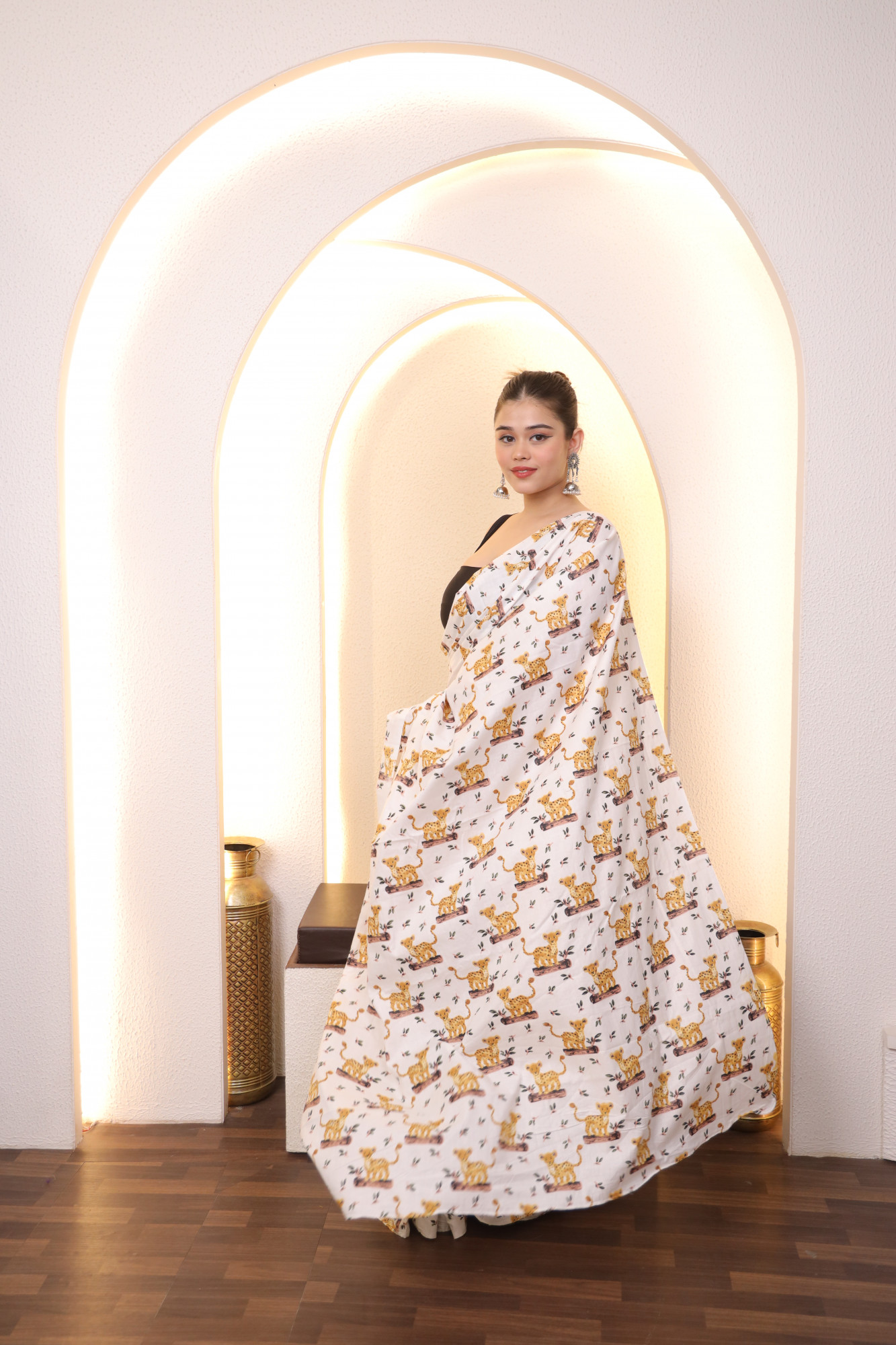 Cute Tiger Cotton saree