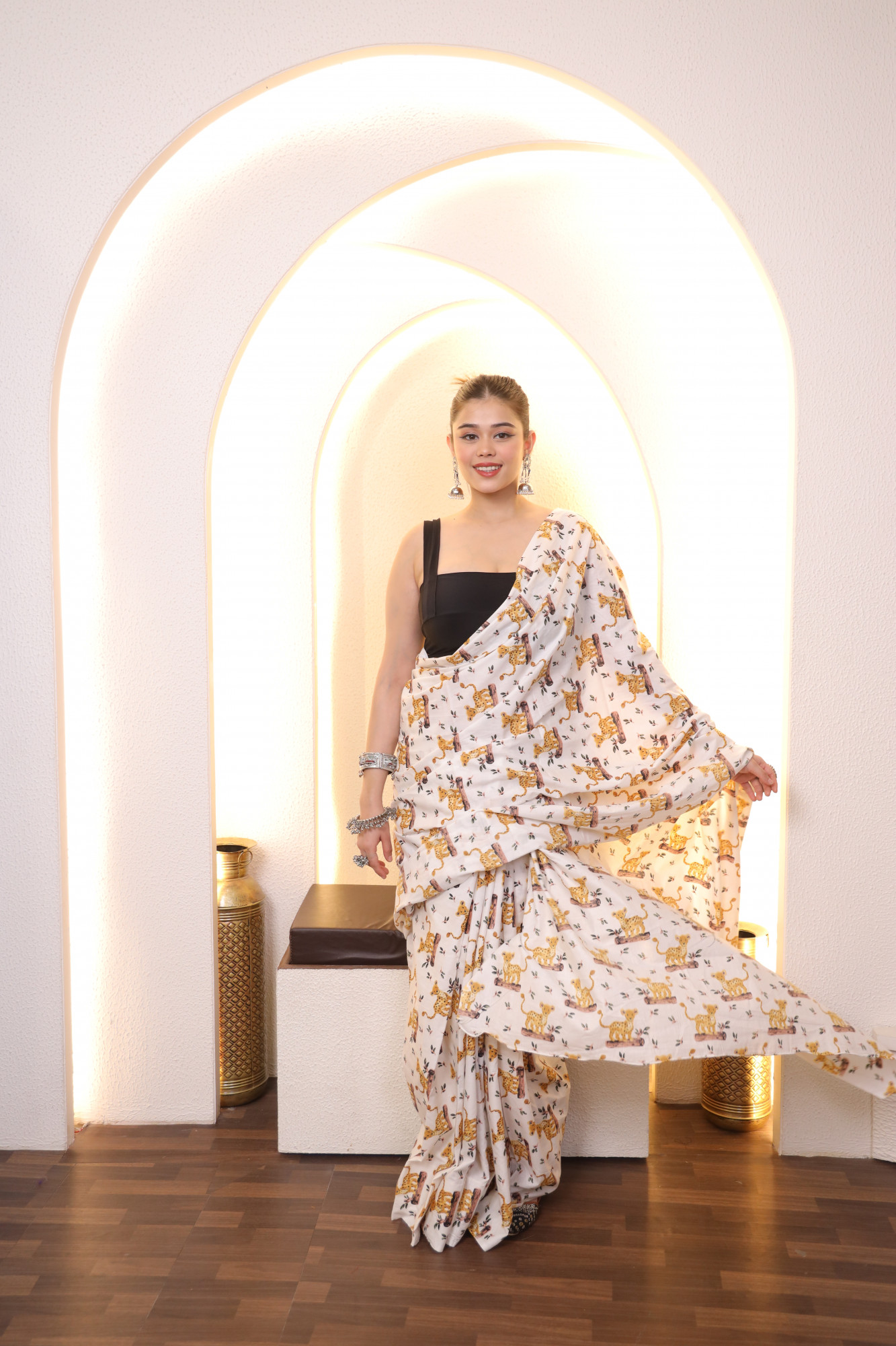 Cute Tiger Cotton saree