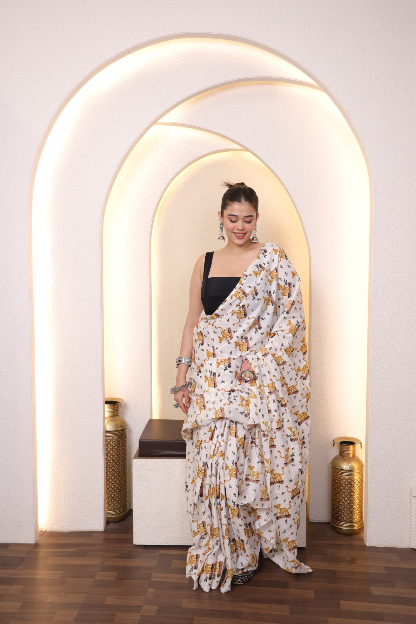 Cute Tiger Cotton saree