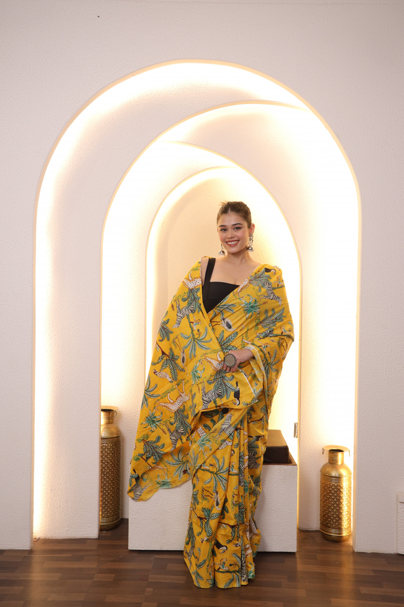 Yellow Jungle Cotton saree