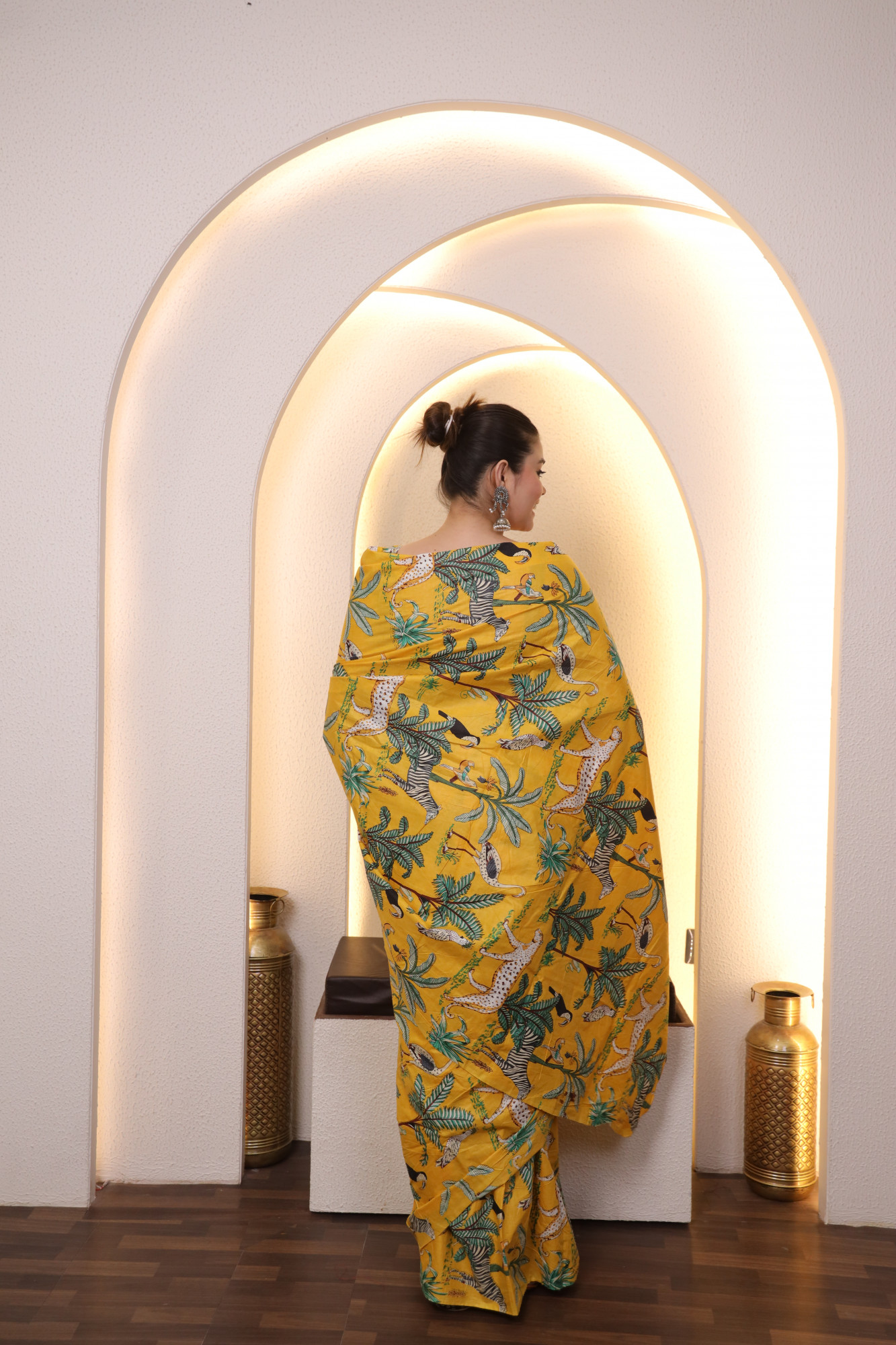 Yellow Jungle Cotton saree