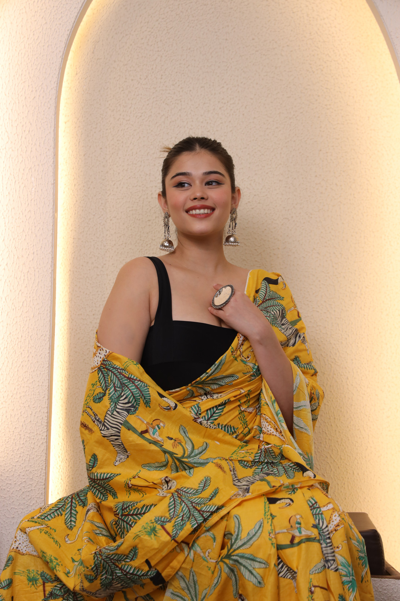 Yellow Jungle Cotton saree