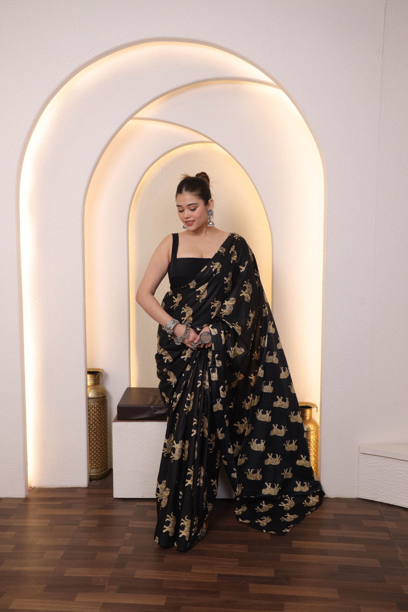 Black Tiger Cotton saree