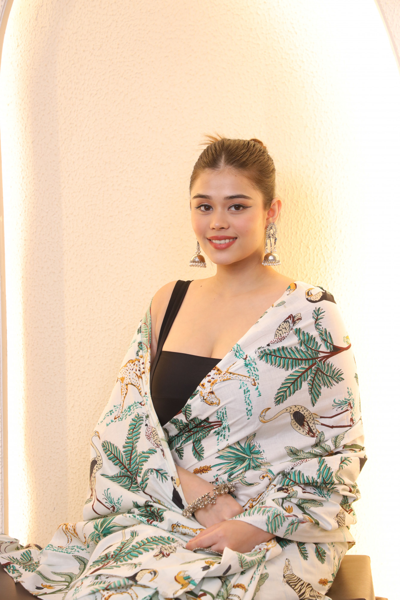 White Jungle Cotton saree