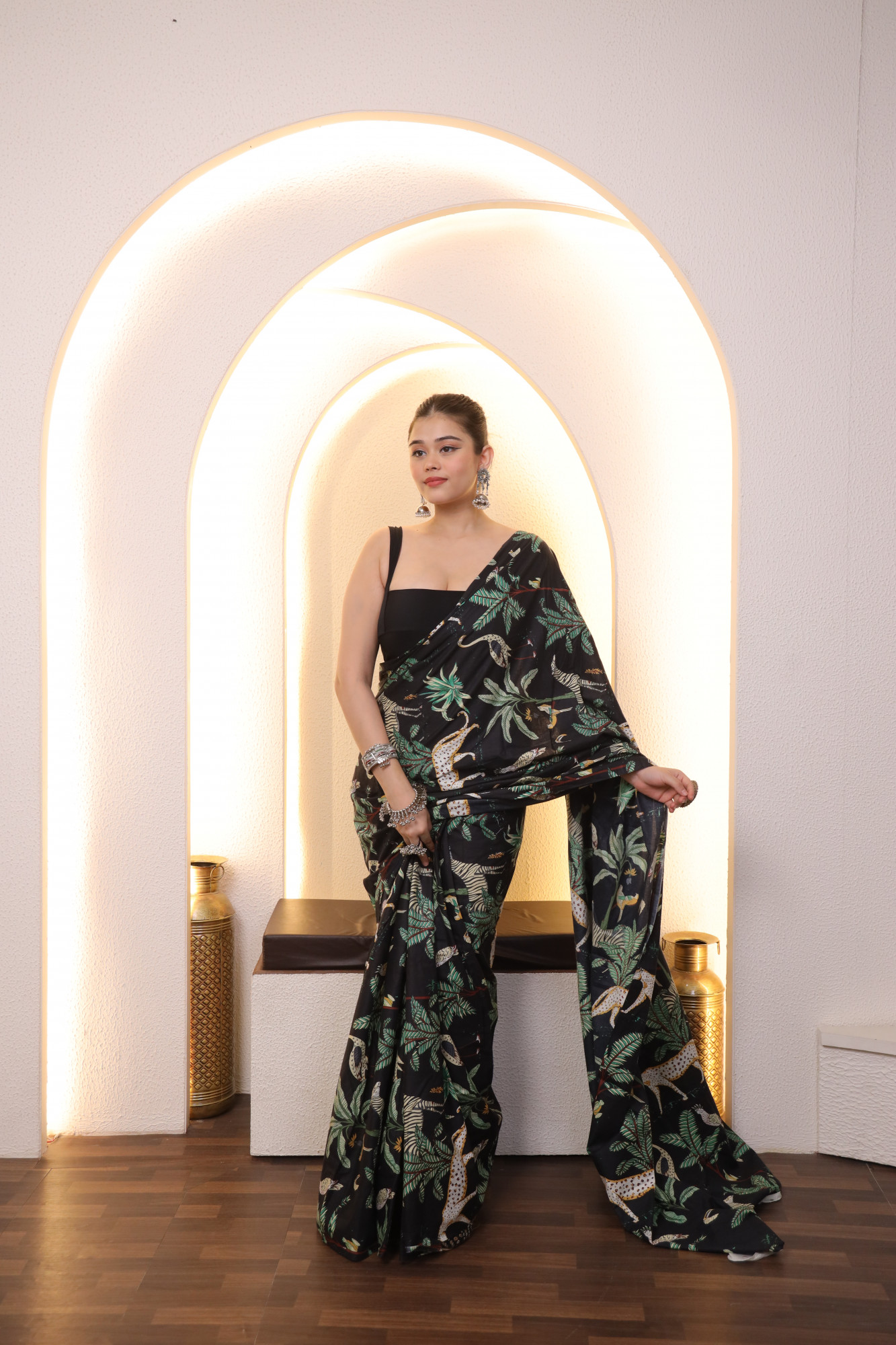 Black Jungle Cotton saree