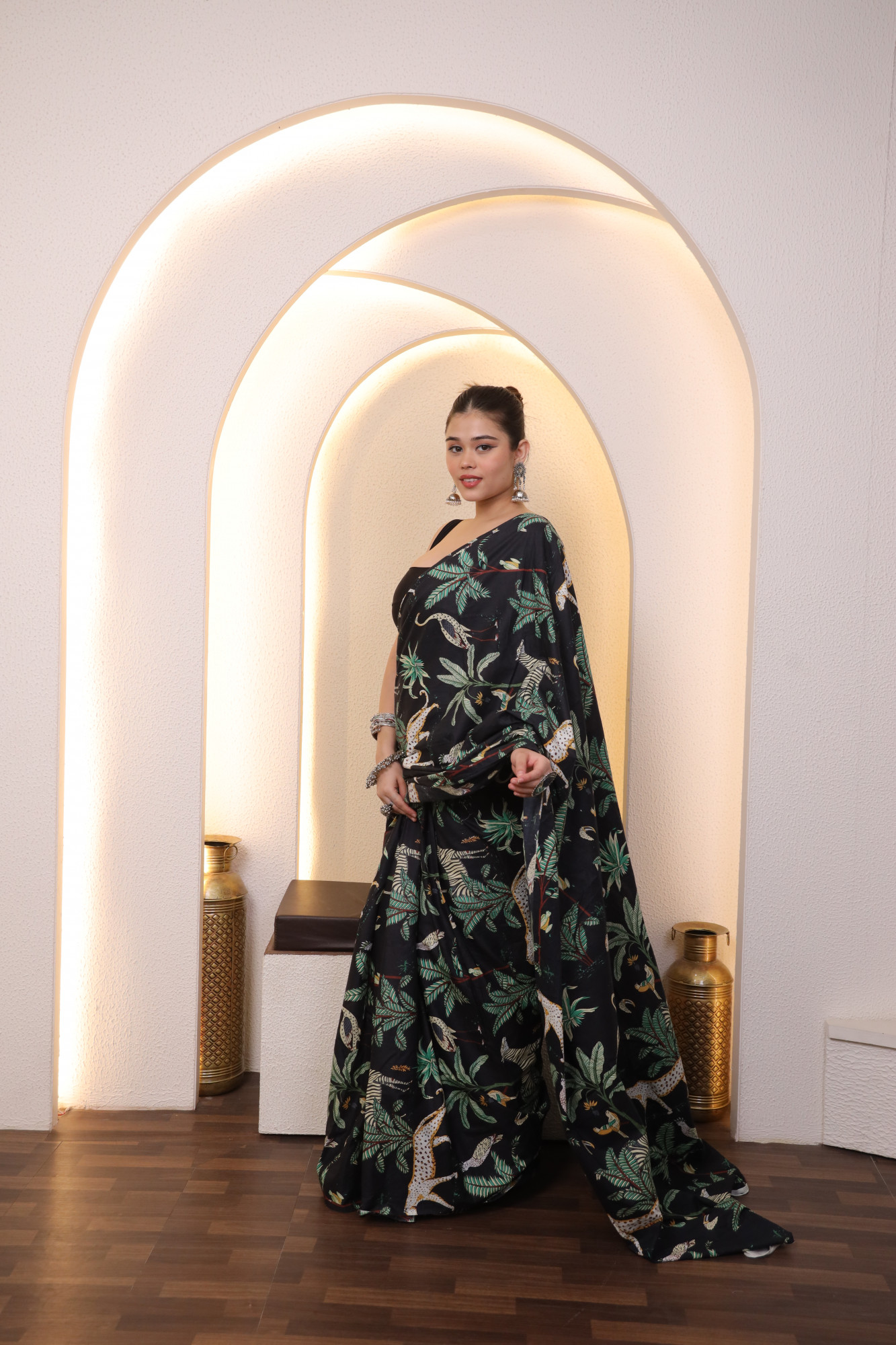 Black Jungle Cotton saree