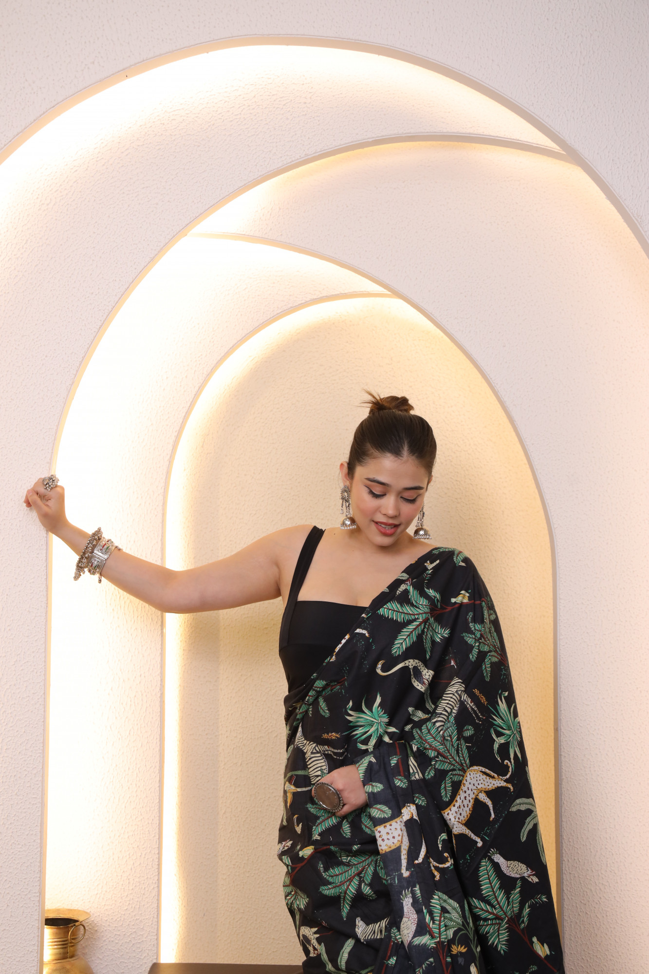 Black Jungle Cotton saree