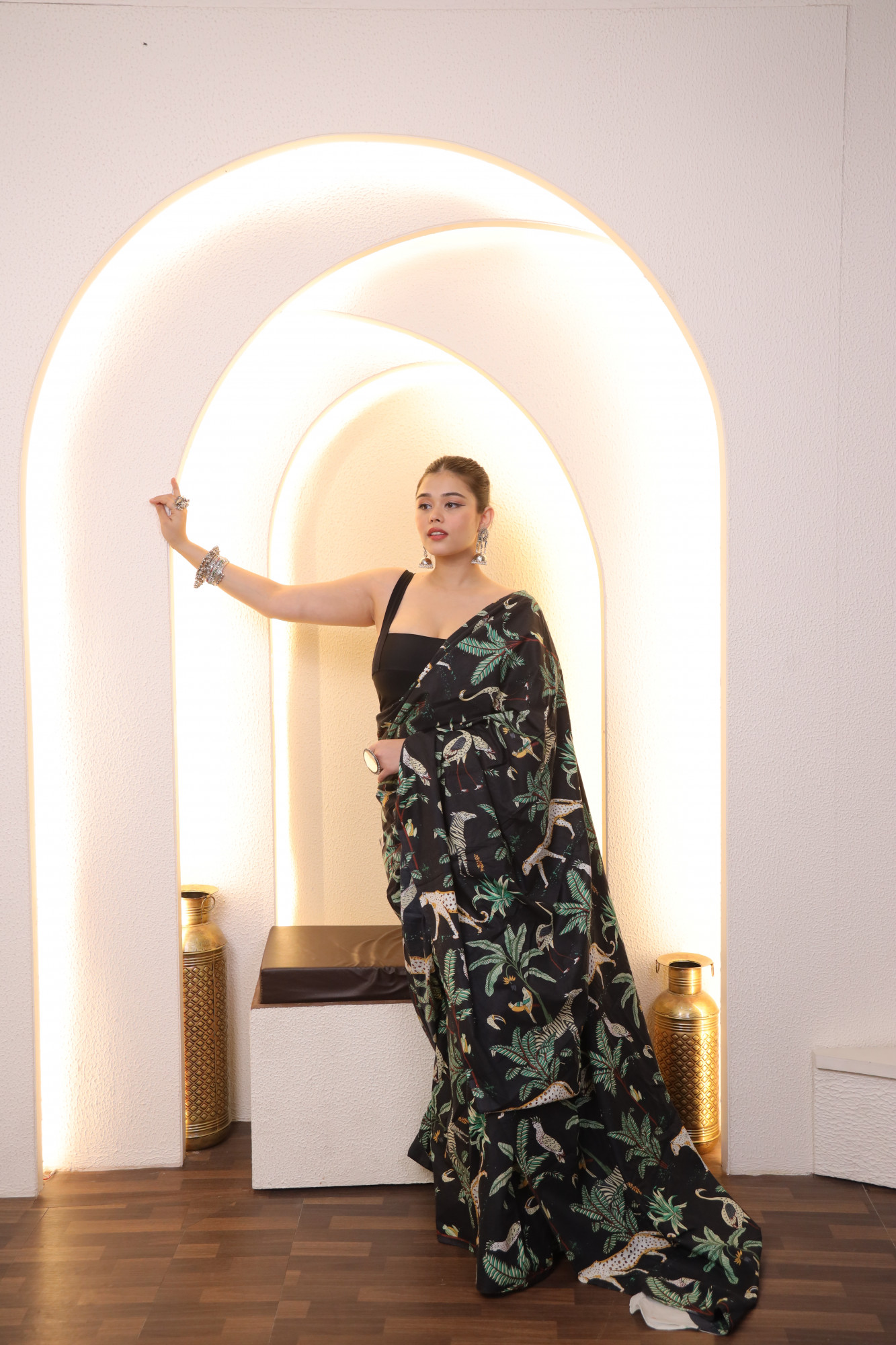 Black Jungle Cotton saree